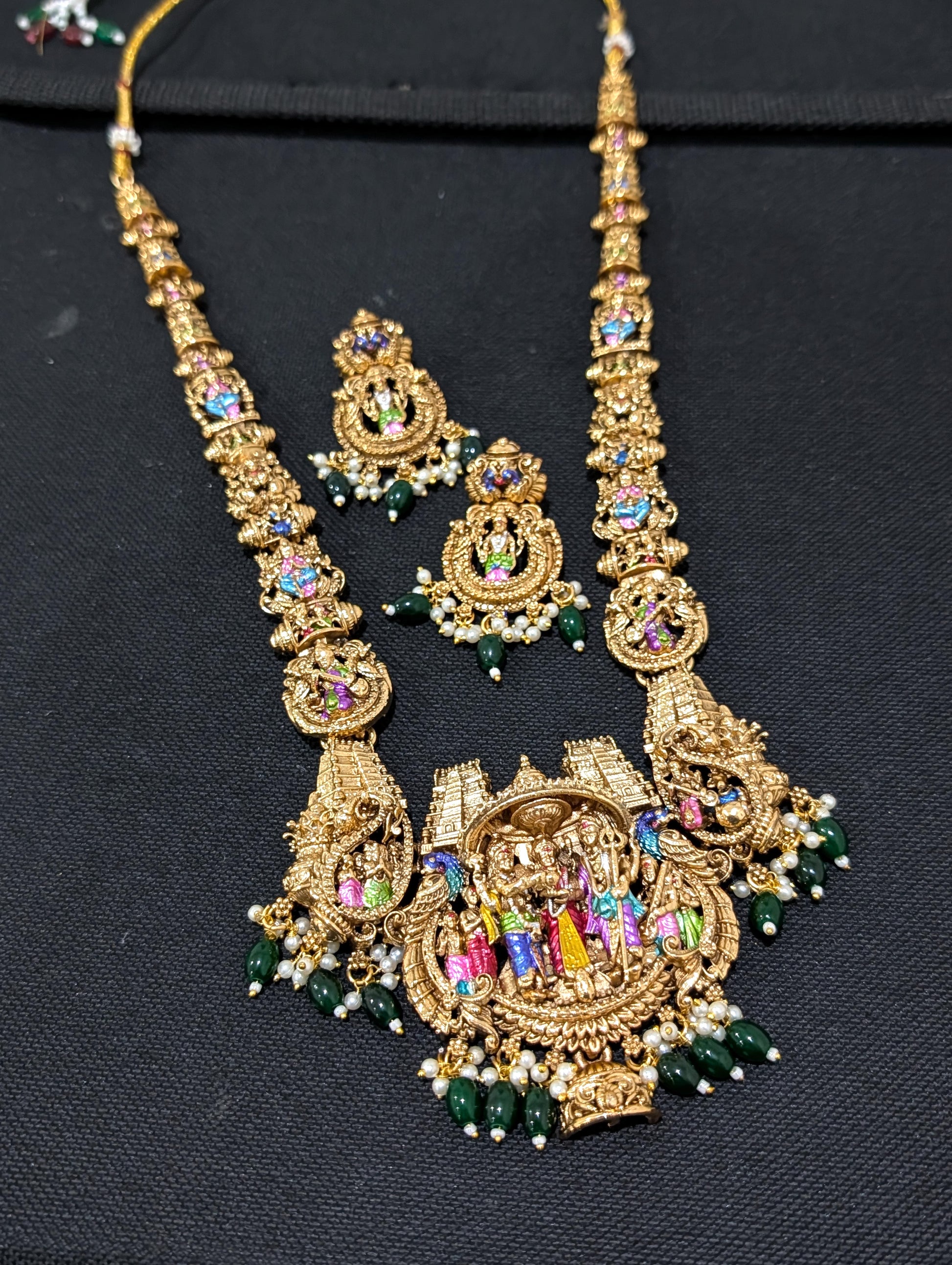 Grand Thirukalyanam design Antique Necklace set - Simpliful