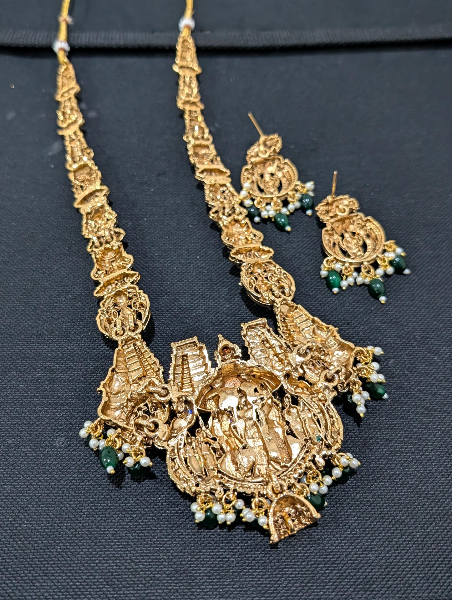 Grand Thirukalyanam design Antique Necklace set - Simpliful