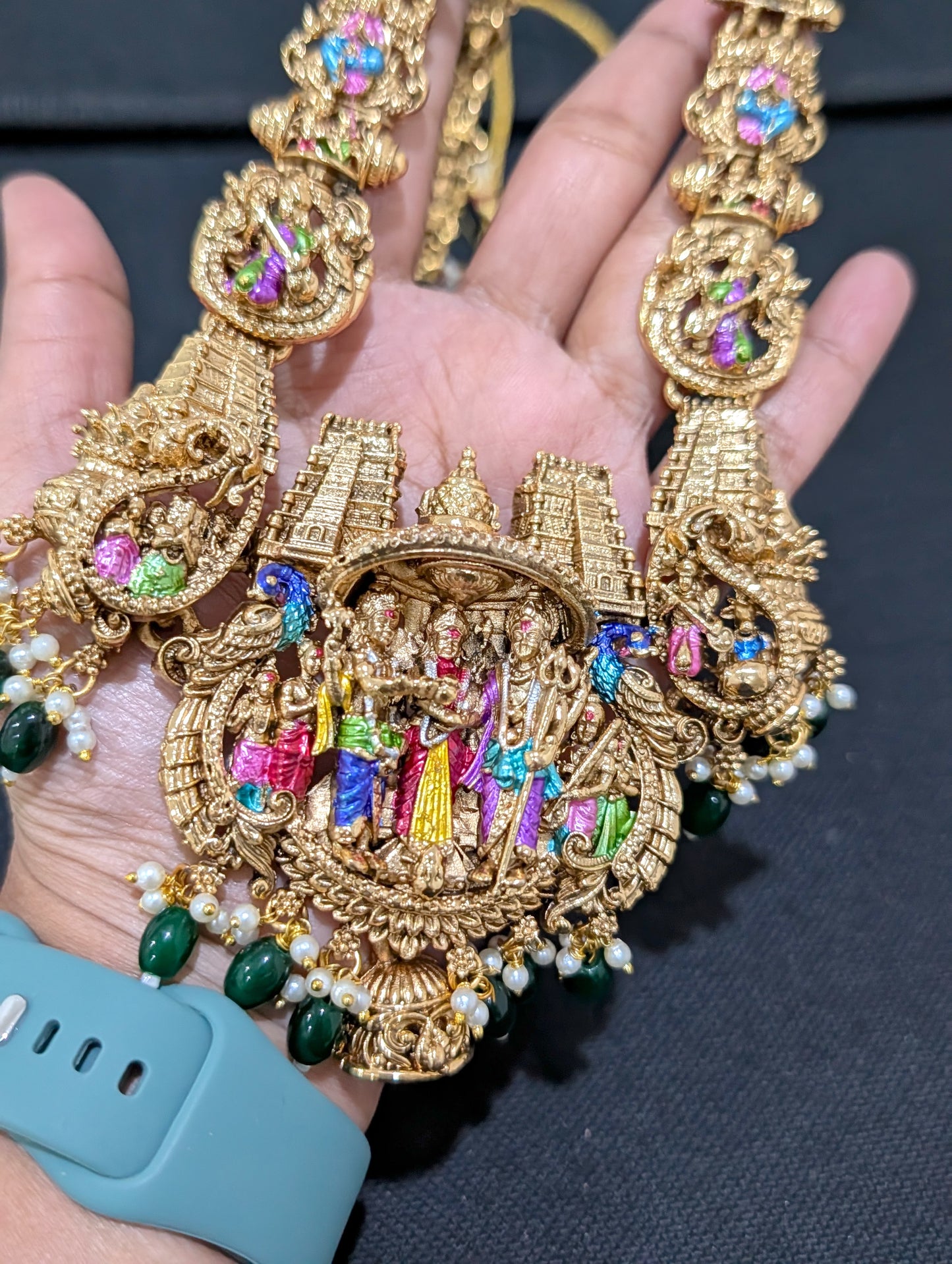 Grand Thirukalyanam design Antique Necklace set - Simpliful