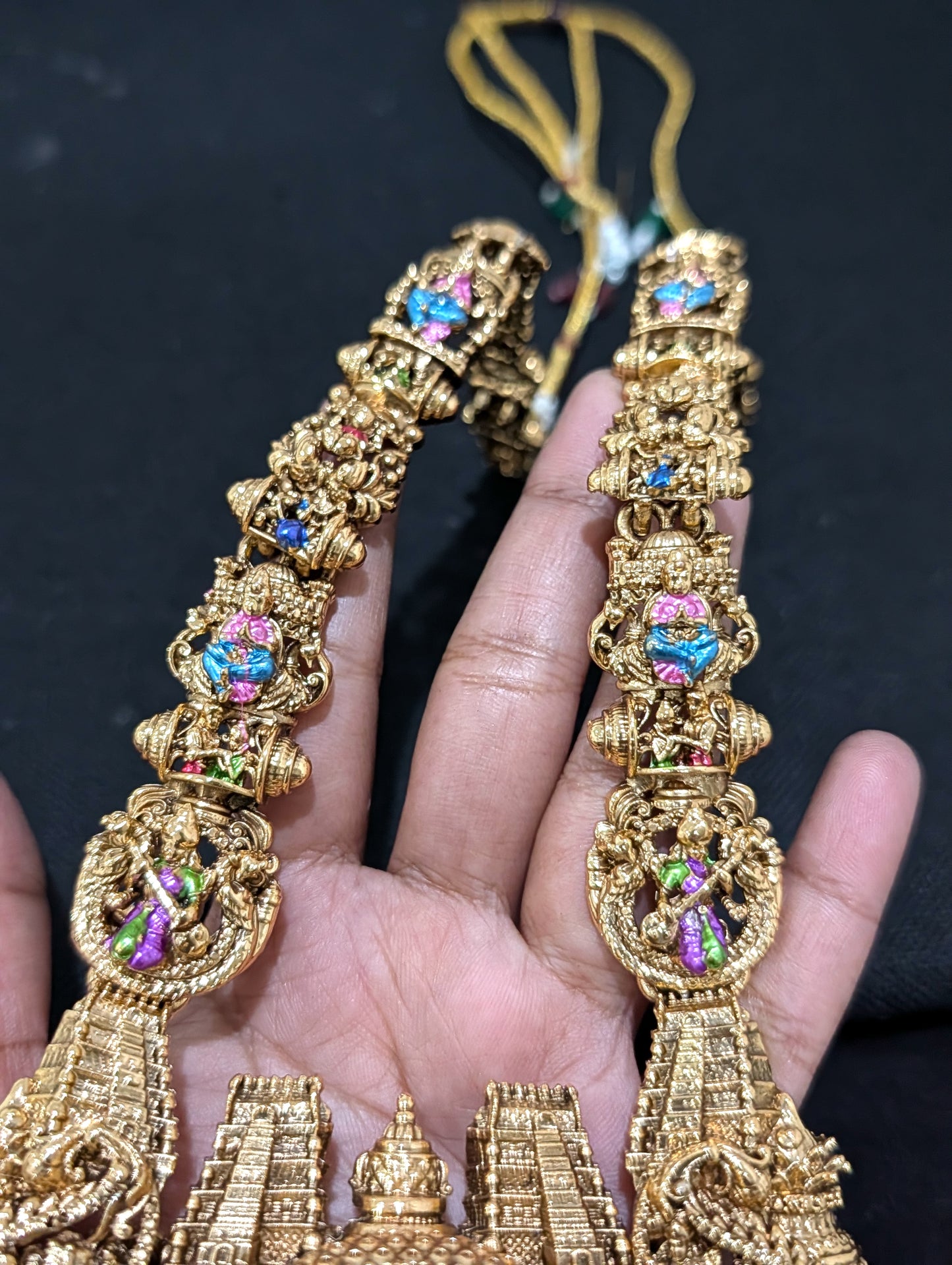 Grand Thirukalyanam design Antique Necklace set - Simpliful