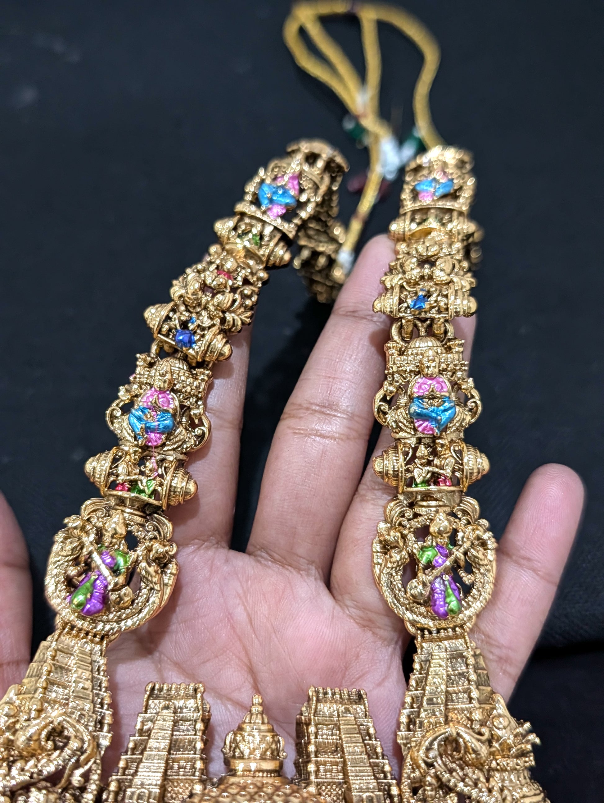 Grand Thirukalyanam design Antique Necklace set - Simpliful