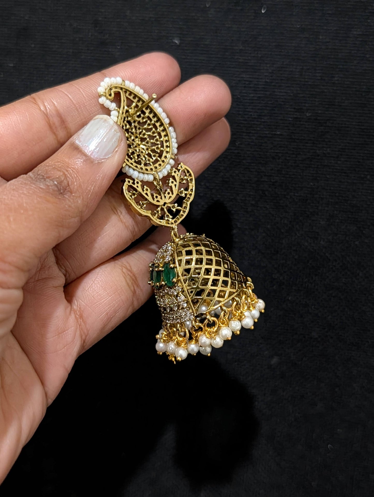 Antique dull gold Mango Jhumka Earrings