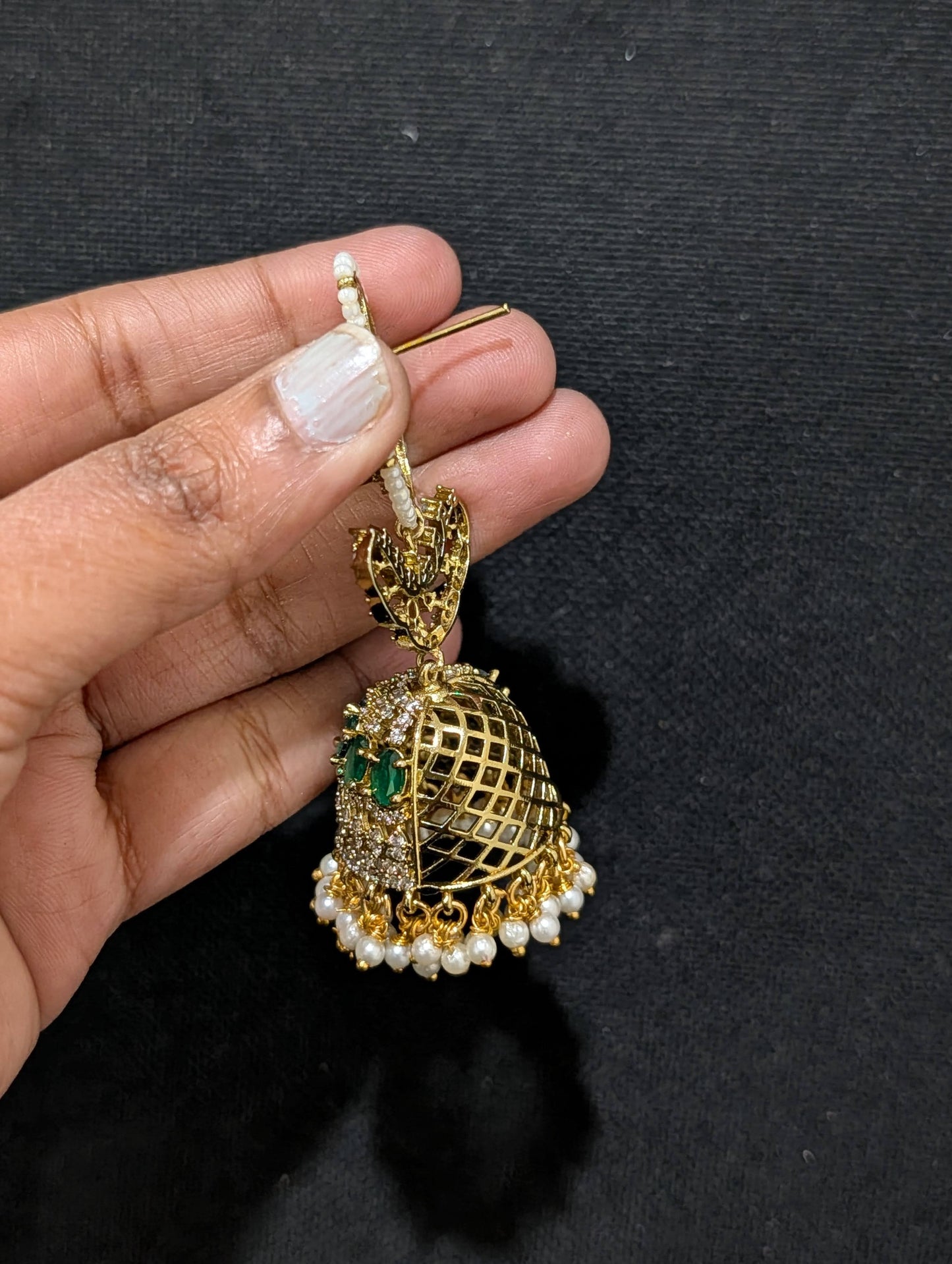 Antique dull gold Mango Jhumka Earrings