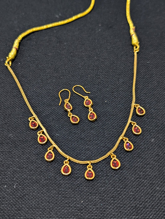 Minimalistic Teardrop CZ Choker Necklace set