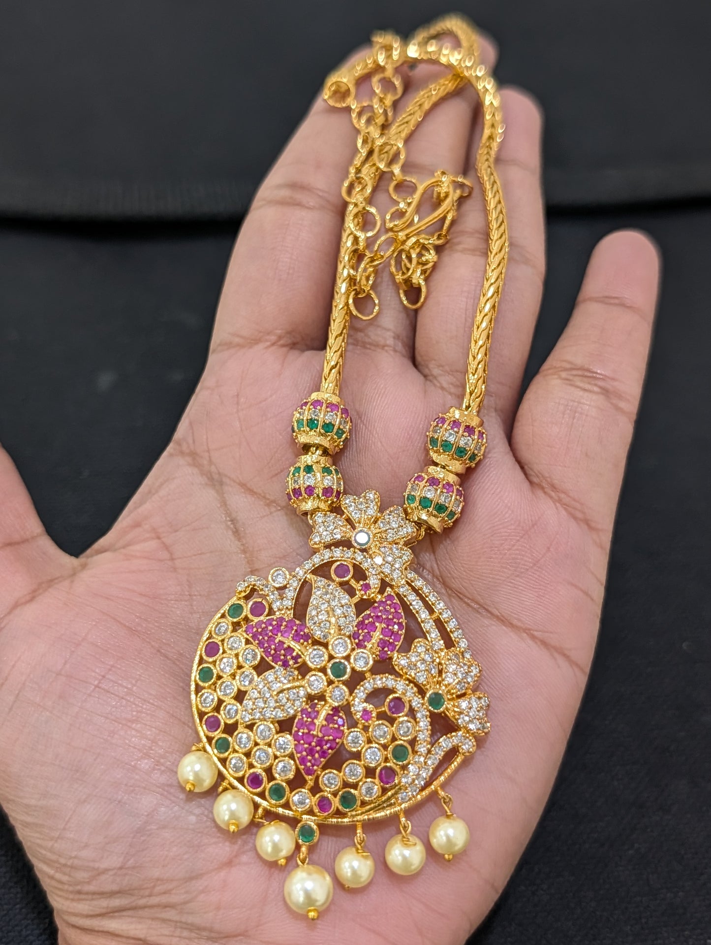 Gold plated Flowery CZ Pendant Necklace set - Simpliful