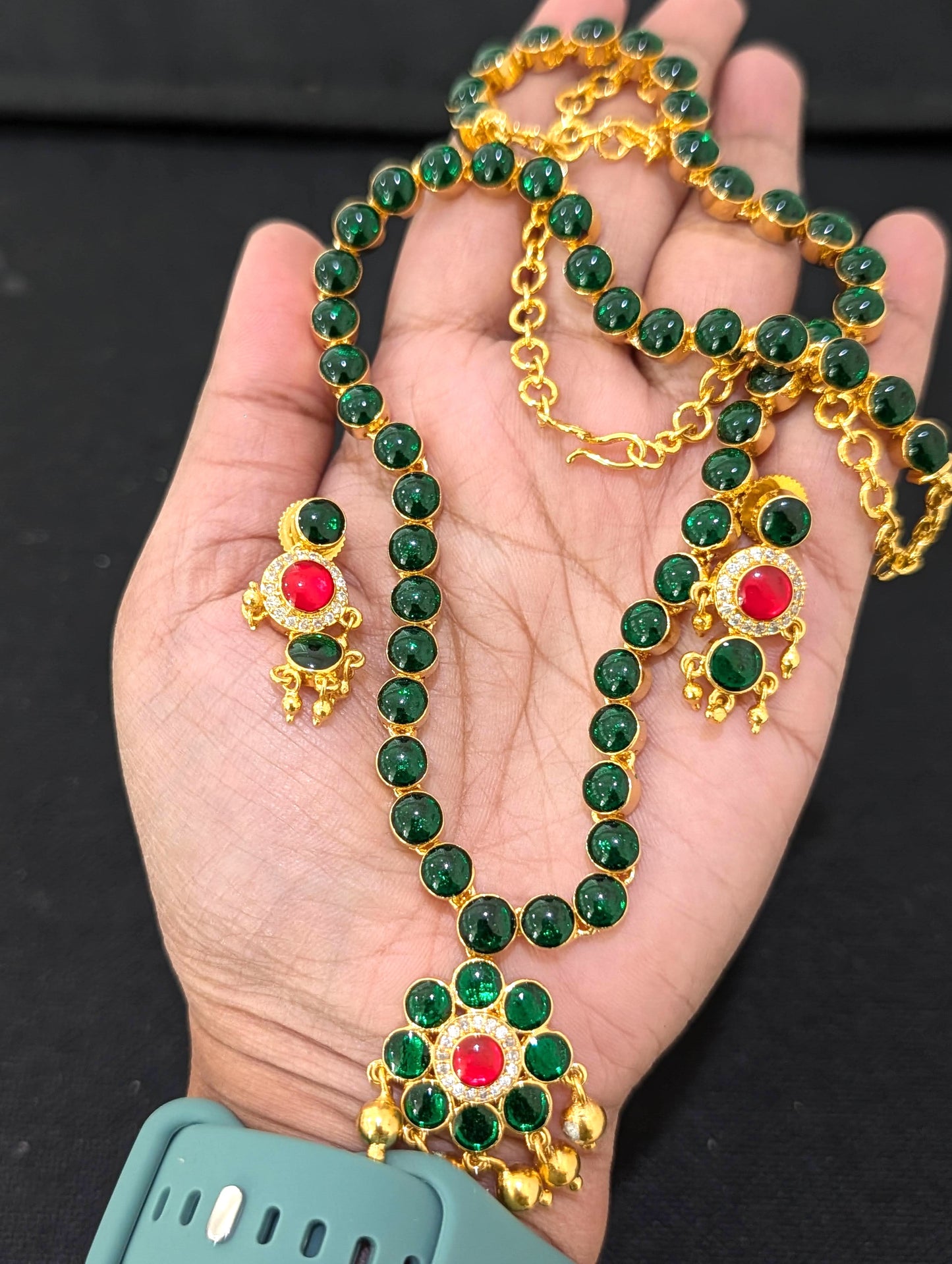 Kemp stone Long Necklace set - Simpliful