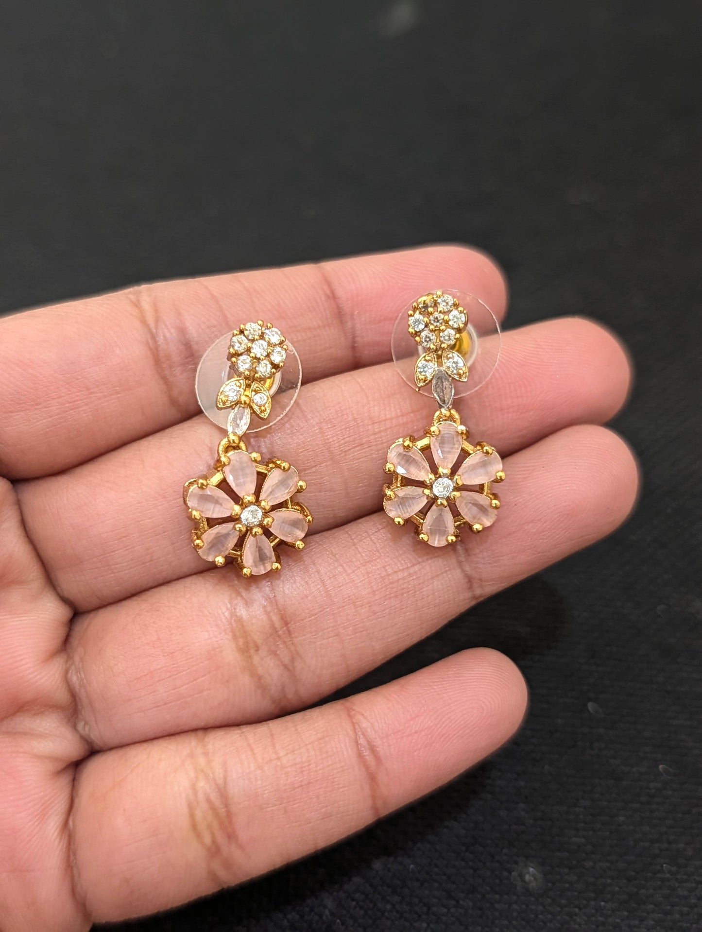 Antique gold plated Flower CZ Choker Necklace set - Simpliful