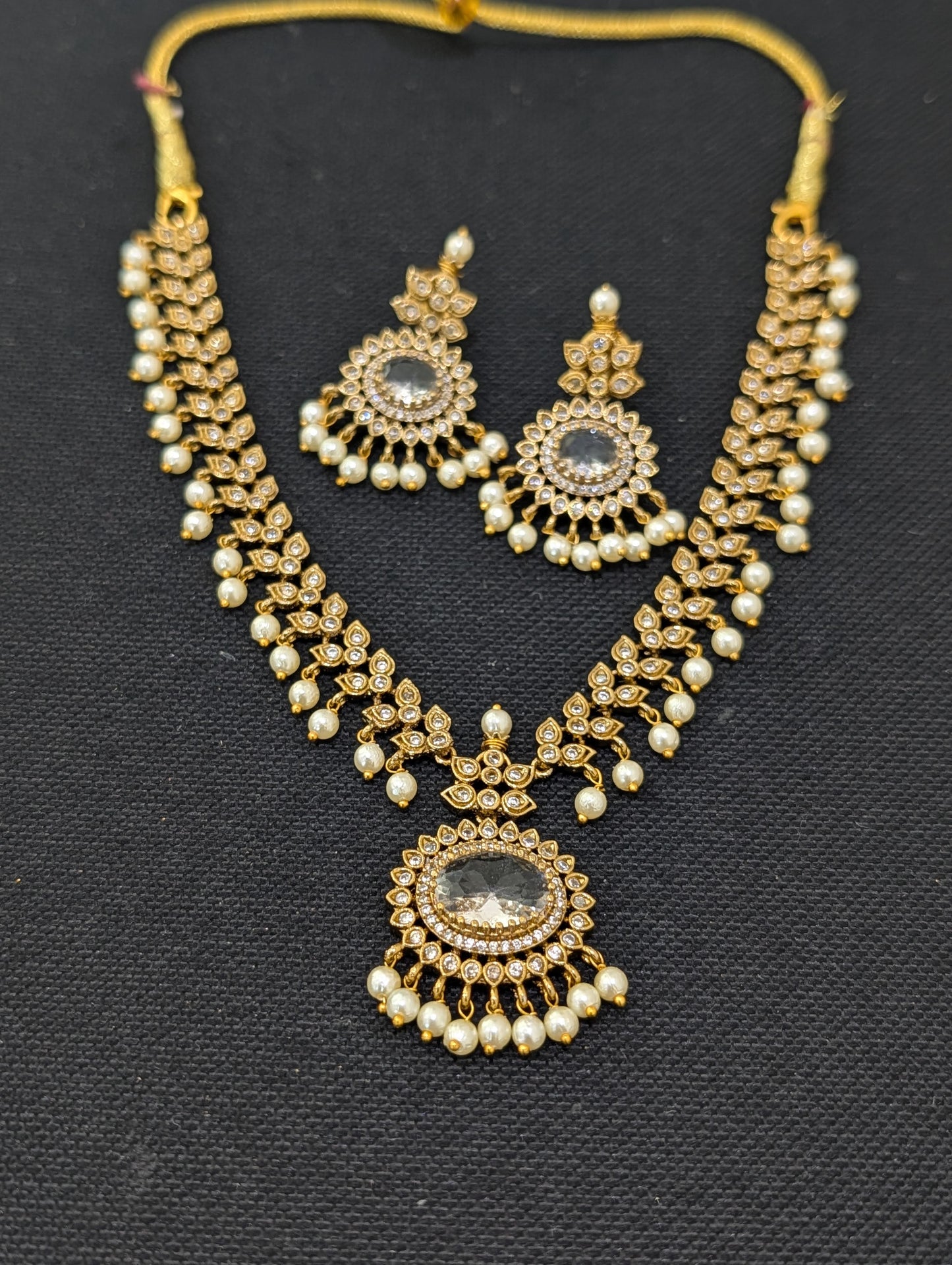 Mehandi gold plated Adigai Choker Necklace set - Simpliful