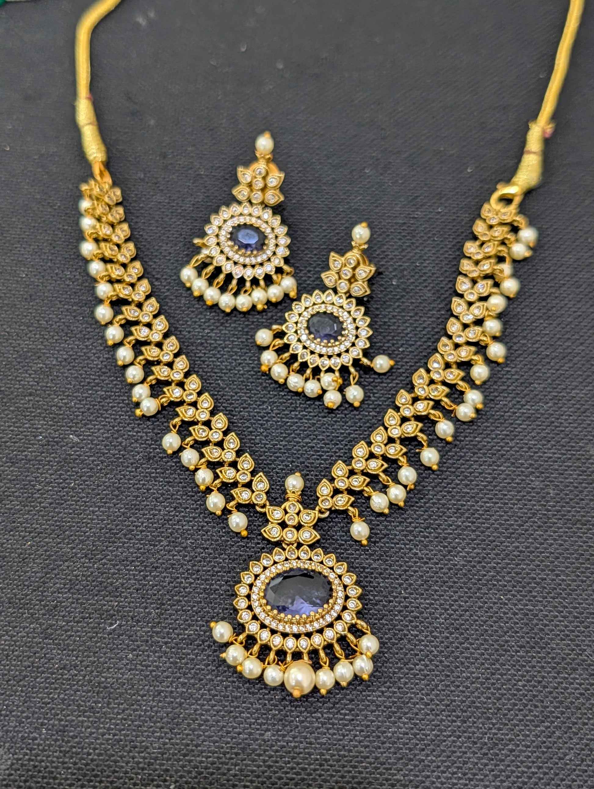 Mehandi gold plated Adigai Choker Necklace set - Simpliful
