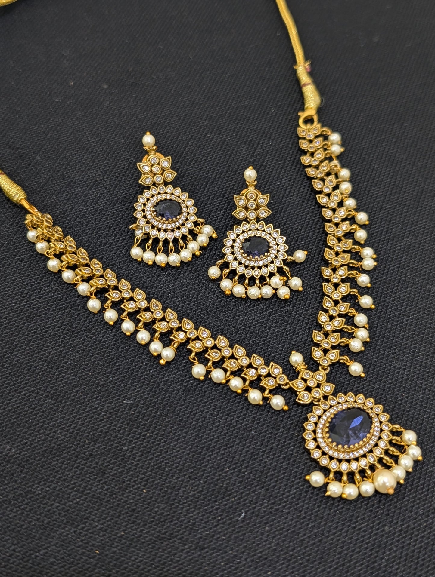 Mehandi gold plated Adigai Choker Necklace set - Simpliful