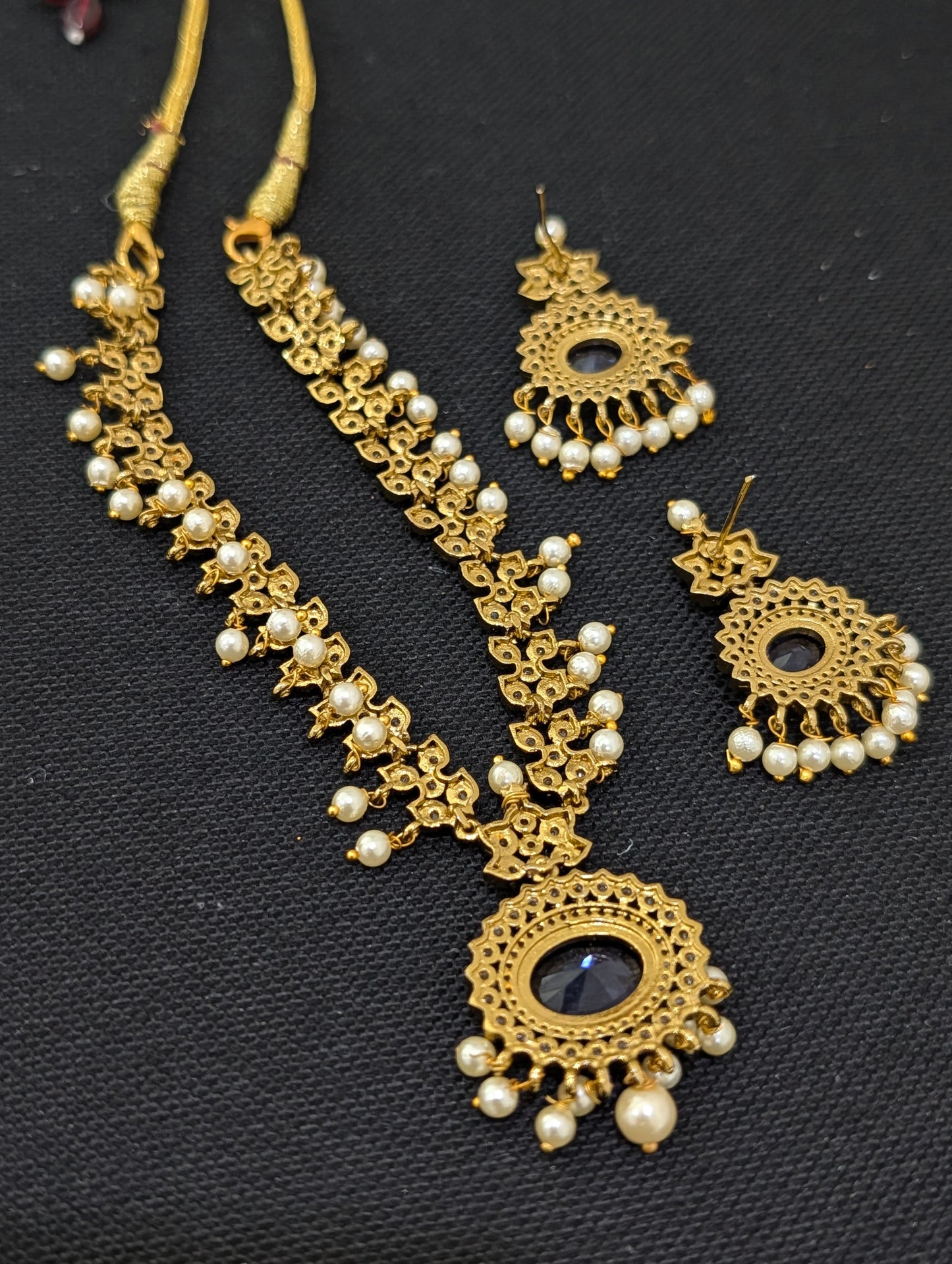 Mehandi gold plated Adigai Choker Necklace set - Simpliful