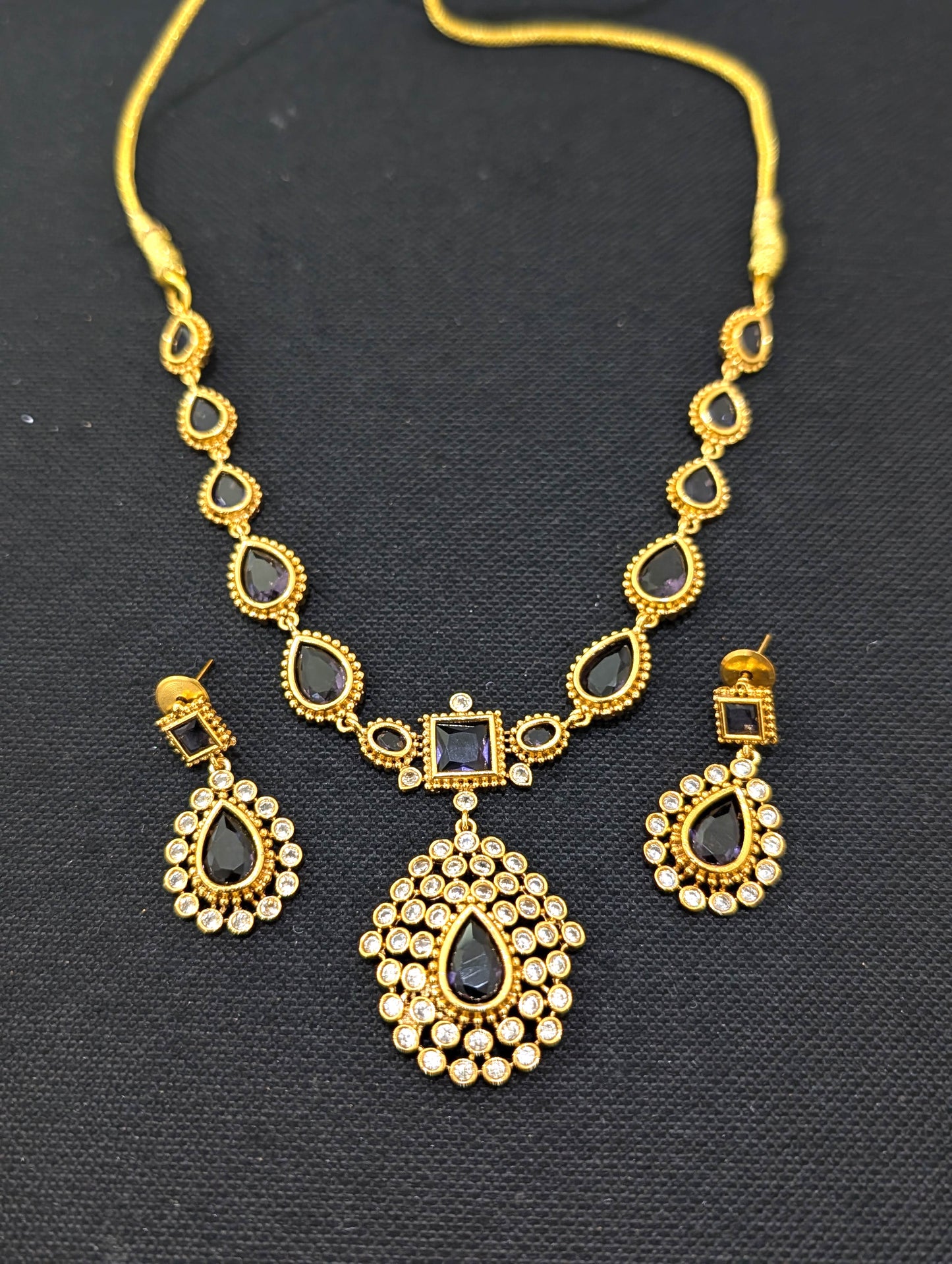 Actress Jothika inspired CZ Choker Necklace set - Simpliful