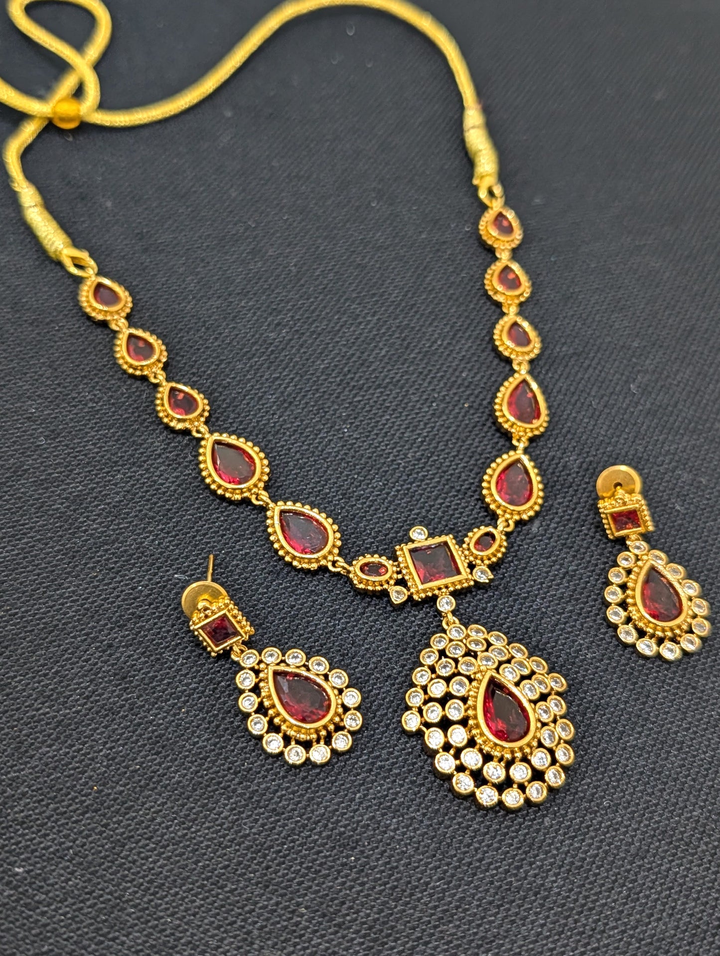 Actress Jothika inspired CZ Choker Necklace set - Simpliful