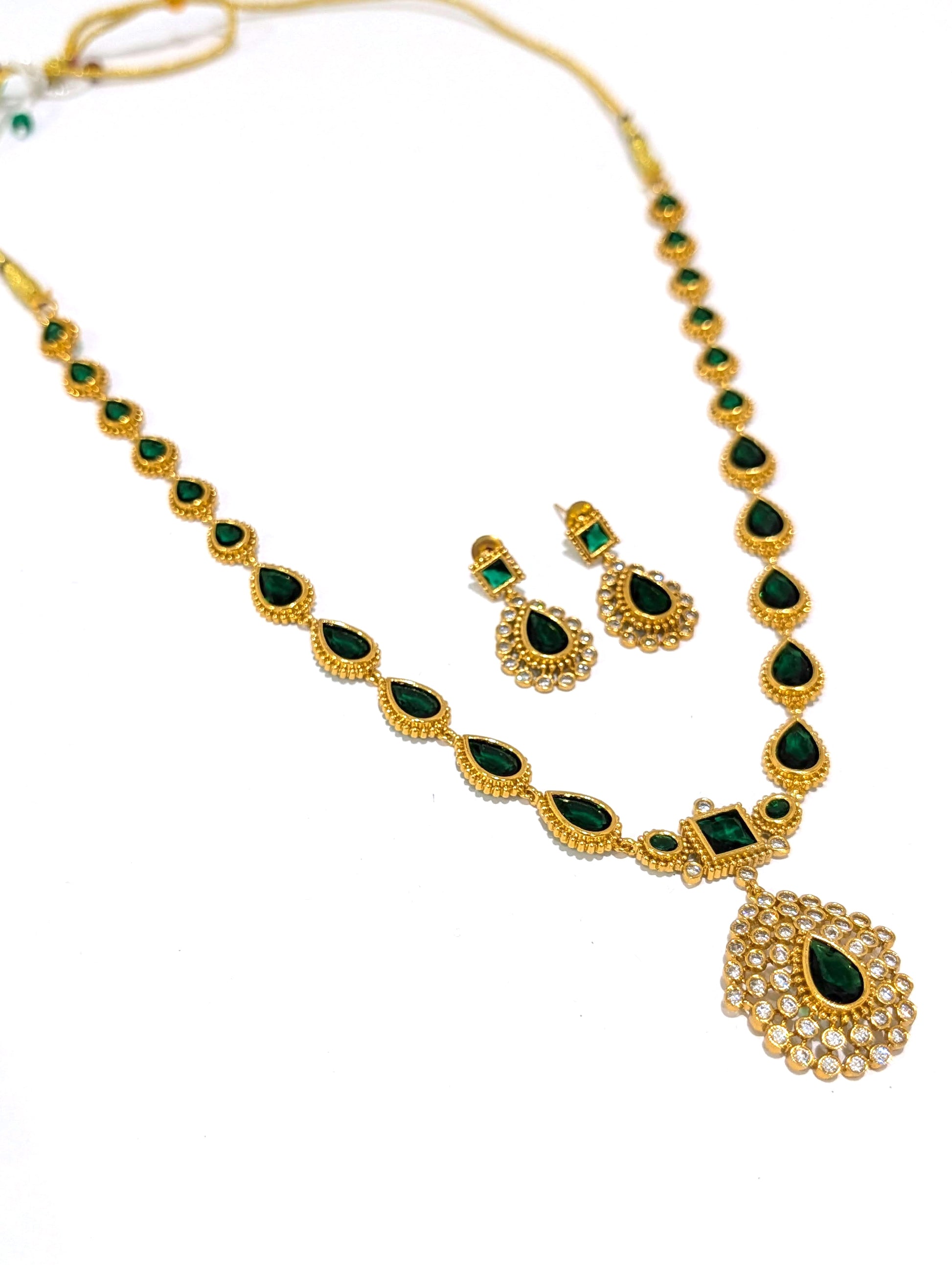 Actress Jothika inspired CZ Long chain Necklace set - Simpliful