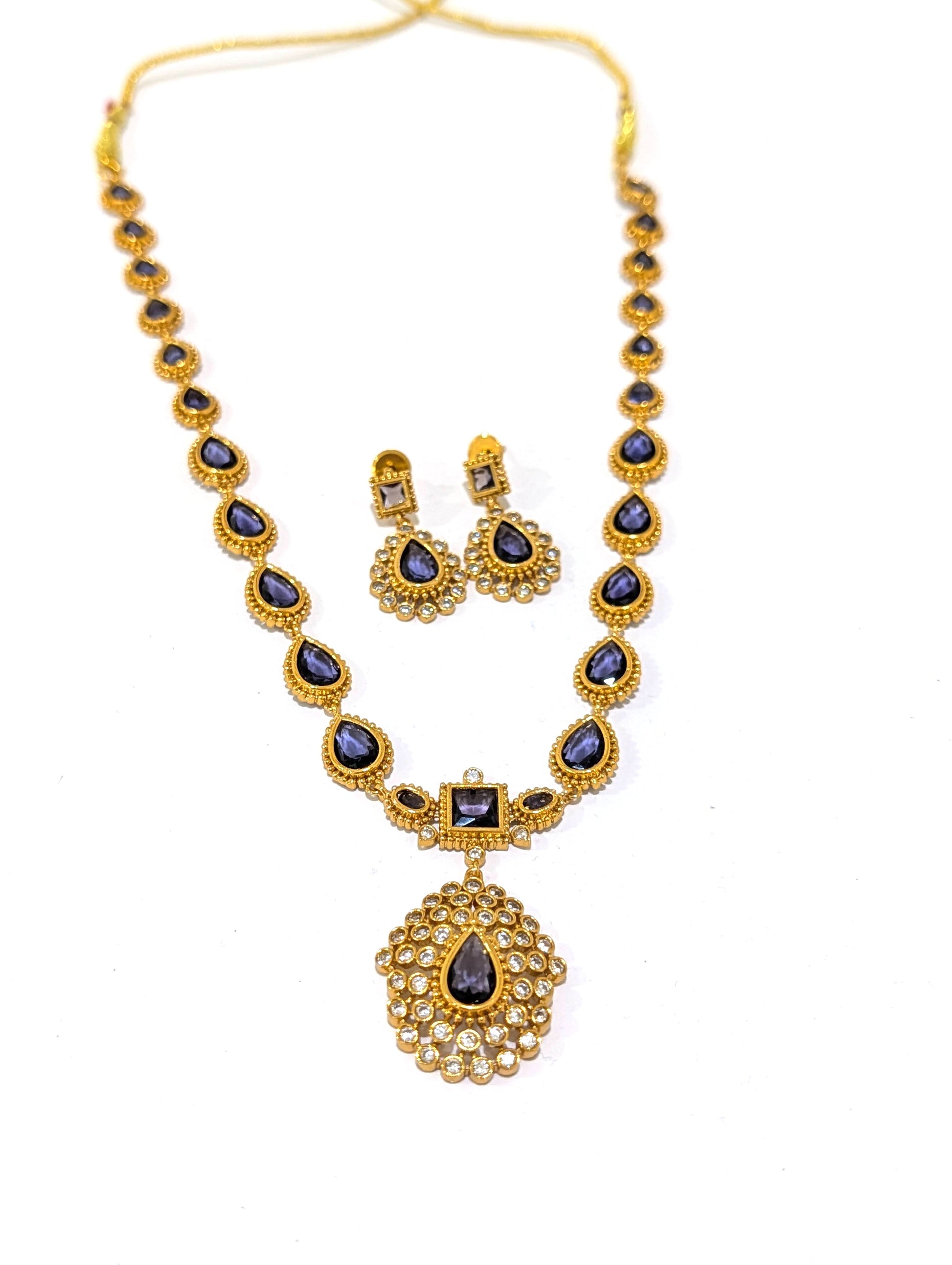 Actress Jothika inspired CZ Long chain Necklace set - Simpliful