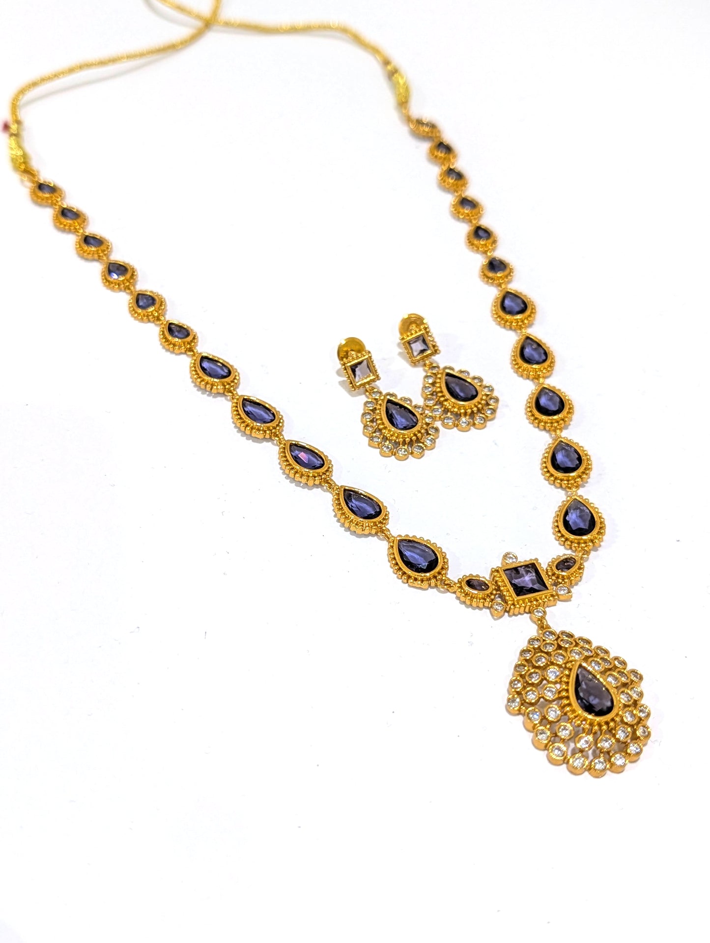 Actress Jothika inspired CZ Long chain Necklace set - Simpliful