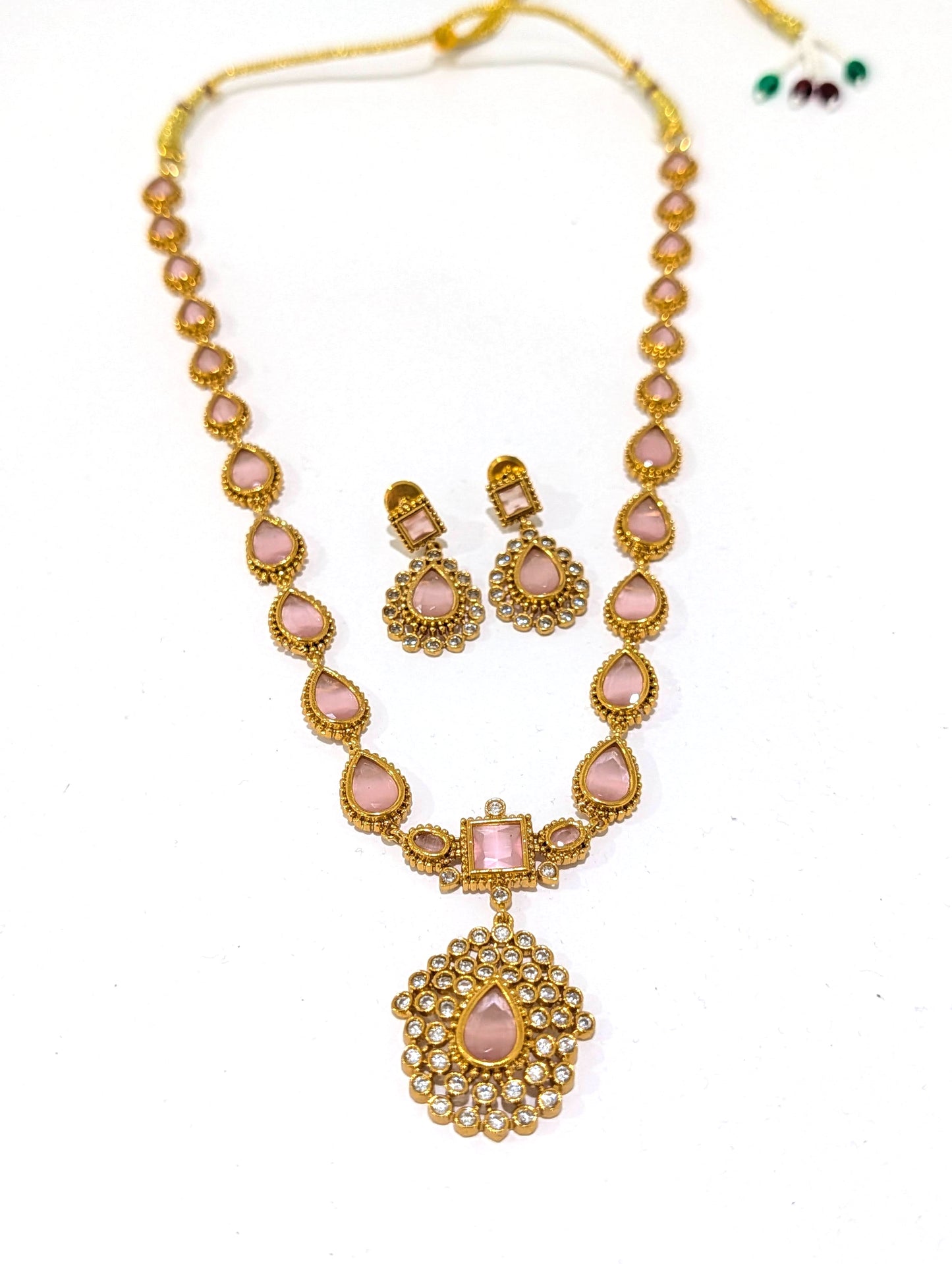 Actress Jothika inspired CZ Long chain Necklace set - Simpliful