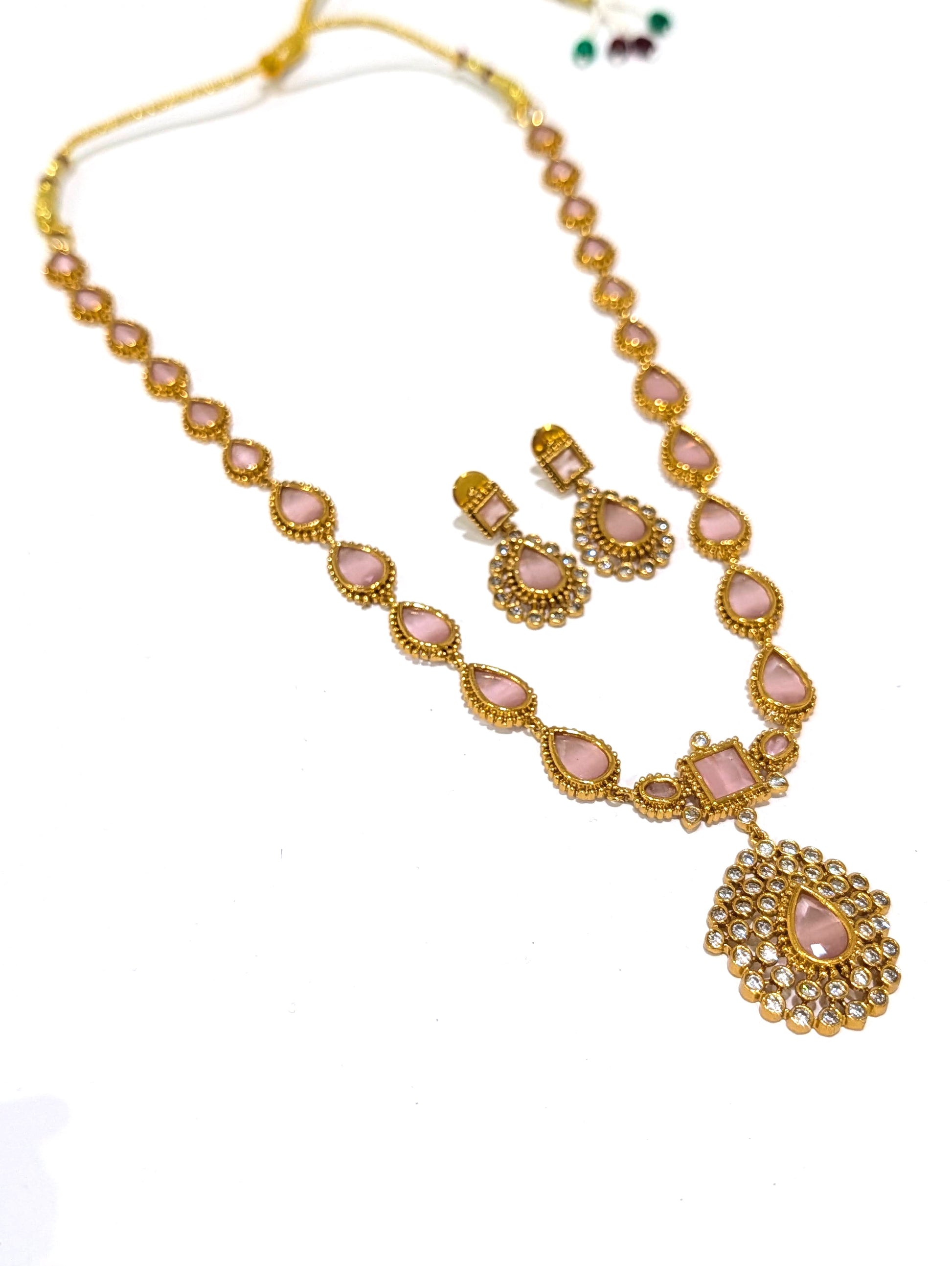 Actress Jothika inspired CZ Long chain Necklace set - Simpliful