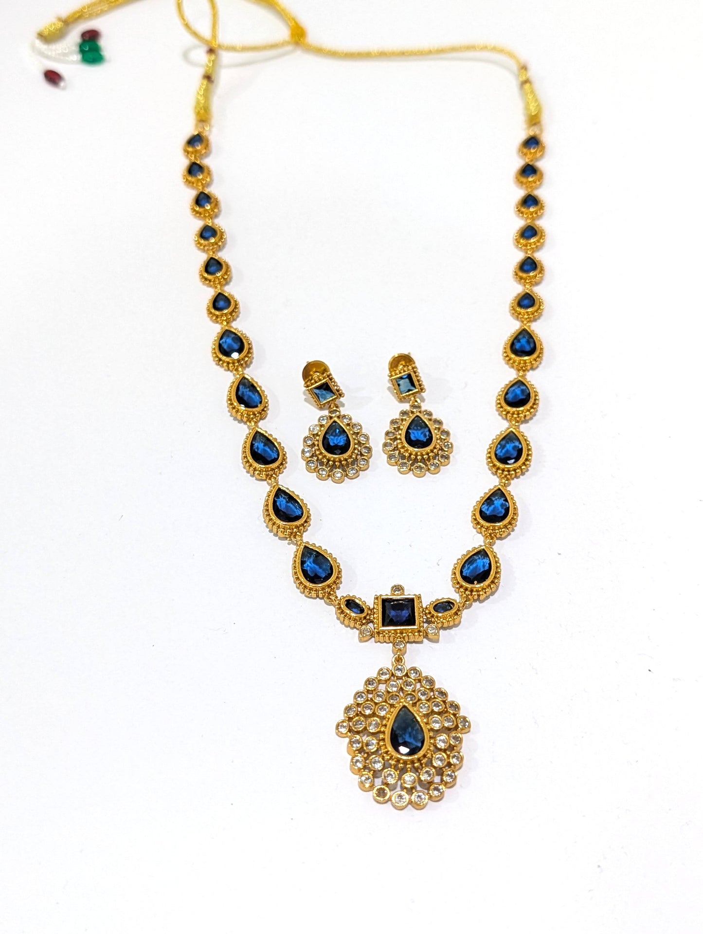 Actress Jothika inspired CZ Long chain Necklace set - Simpliful