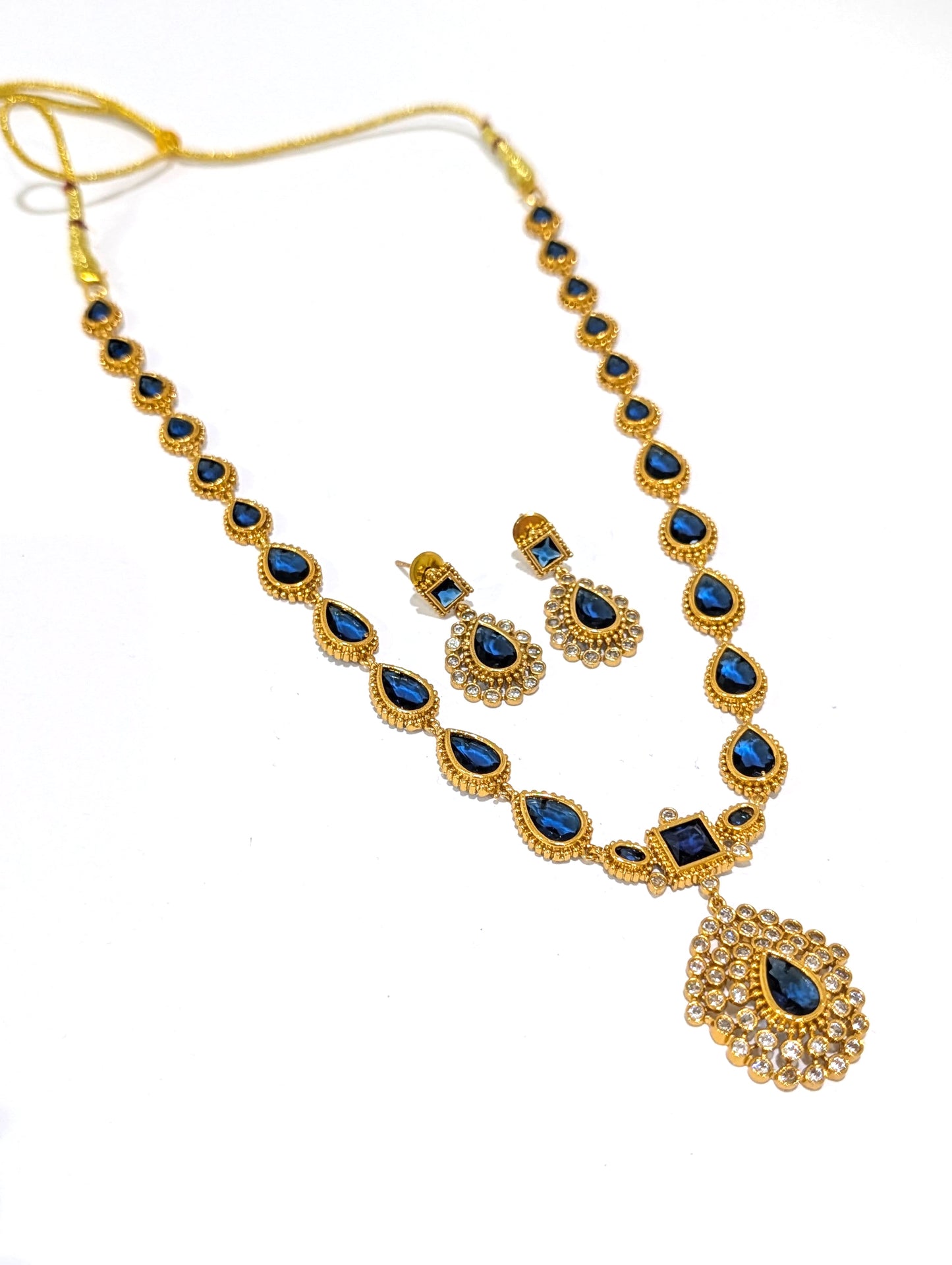 Actress Jothika inspired CZ Long chain Necklace set - Simpliful