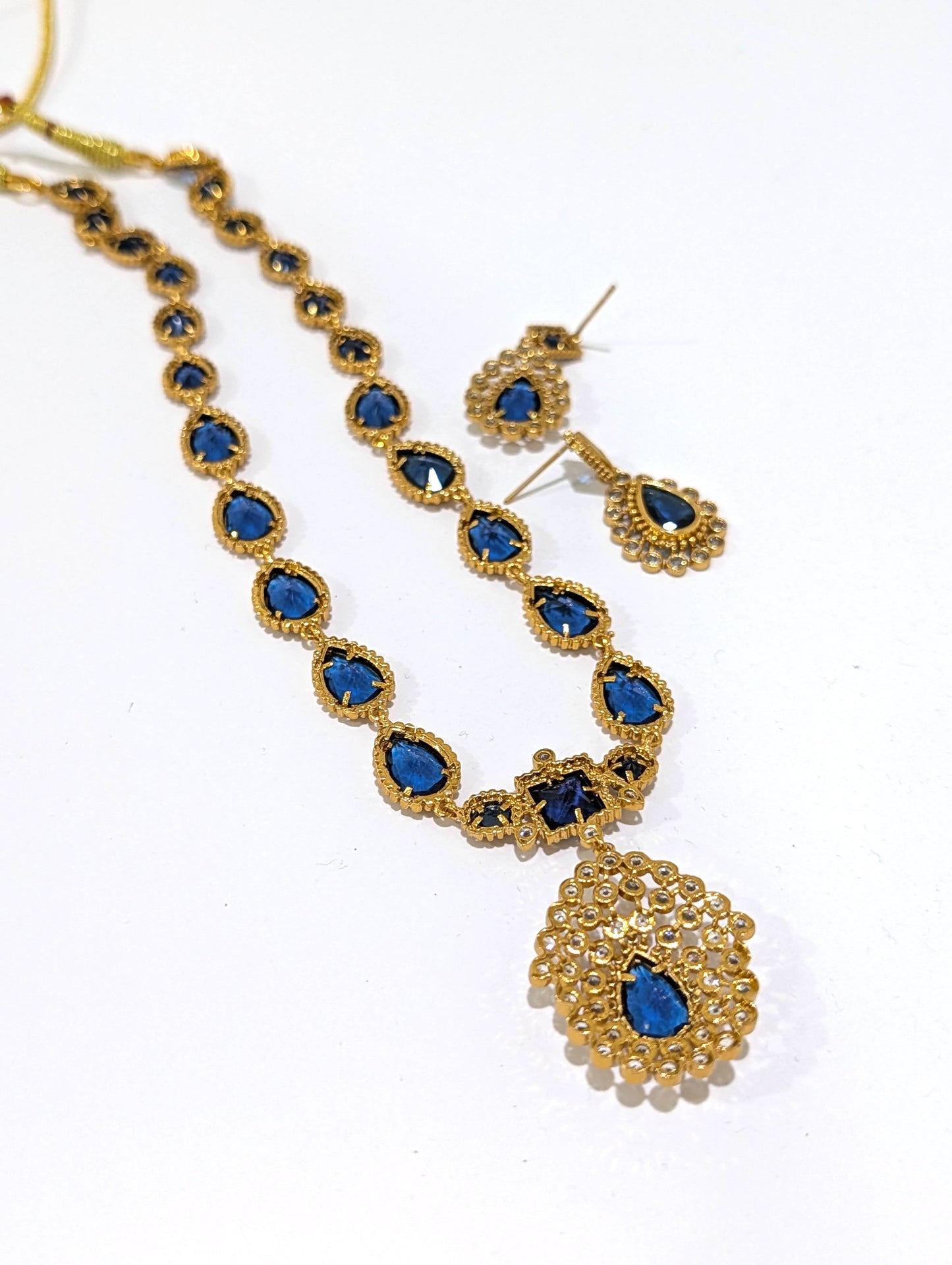 Actress Jothika inspired CZ Long chain Necklace set - Simpliful