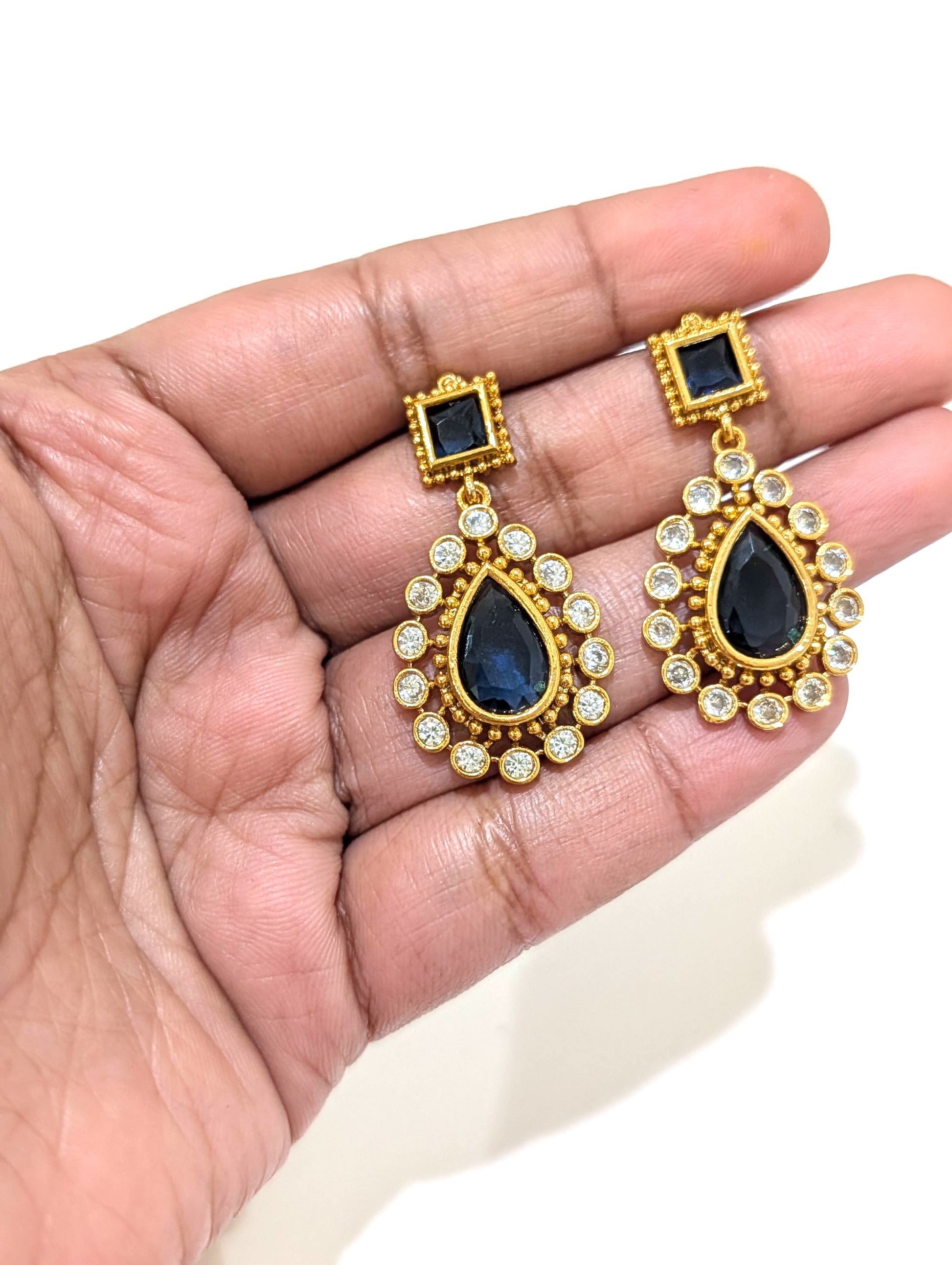 Actress Jothika inspired CZ Long chain Necklace set - Simpliful