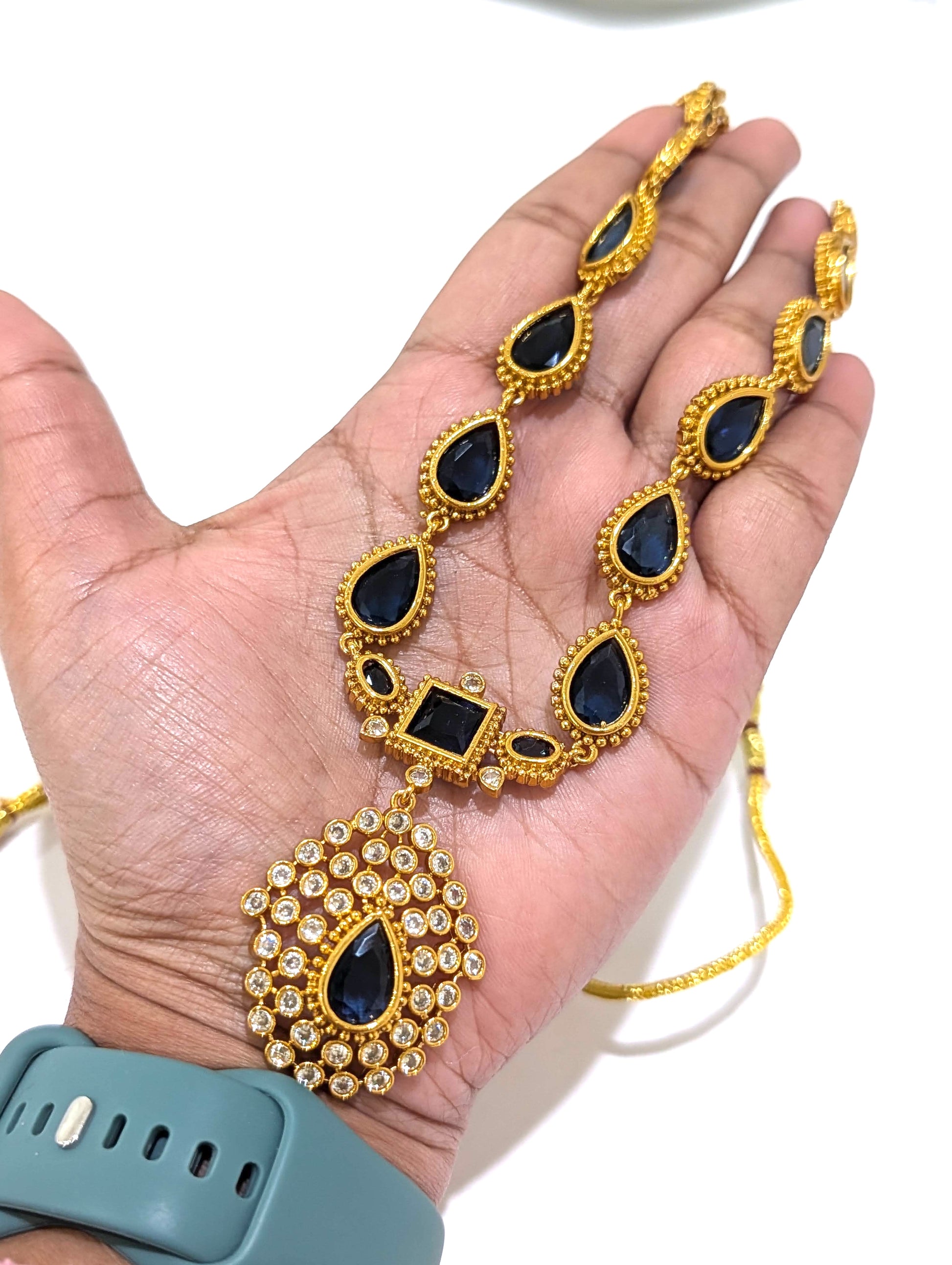 Actress Jothika inspired CZ Long chain Necklace set - Simpliful