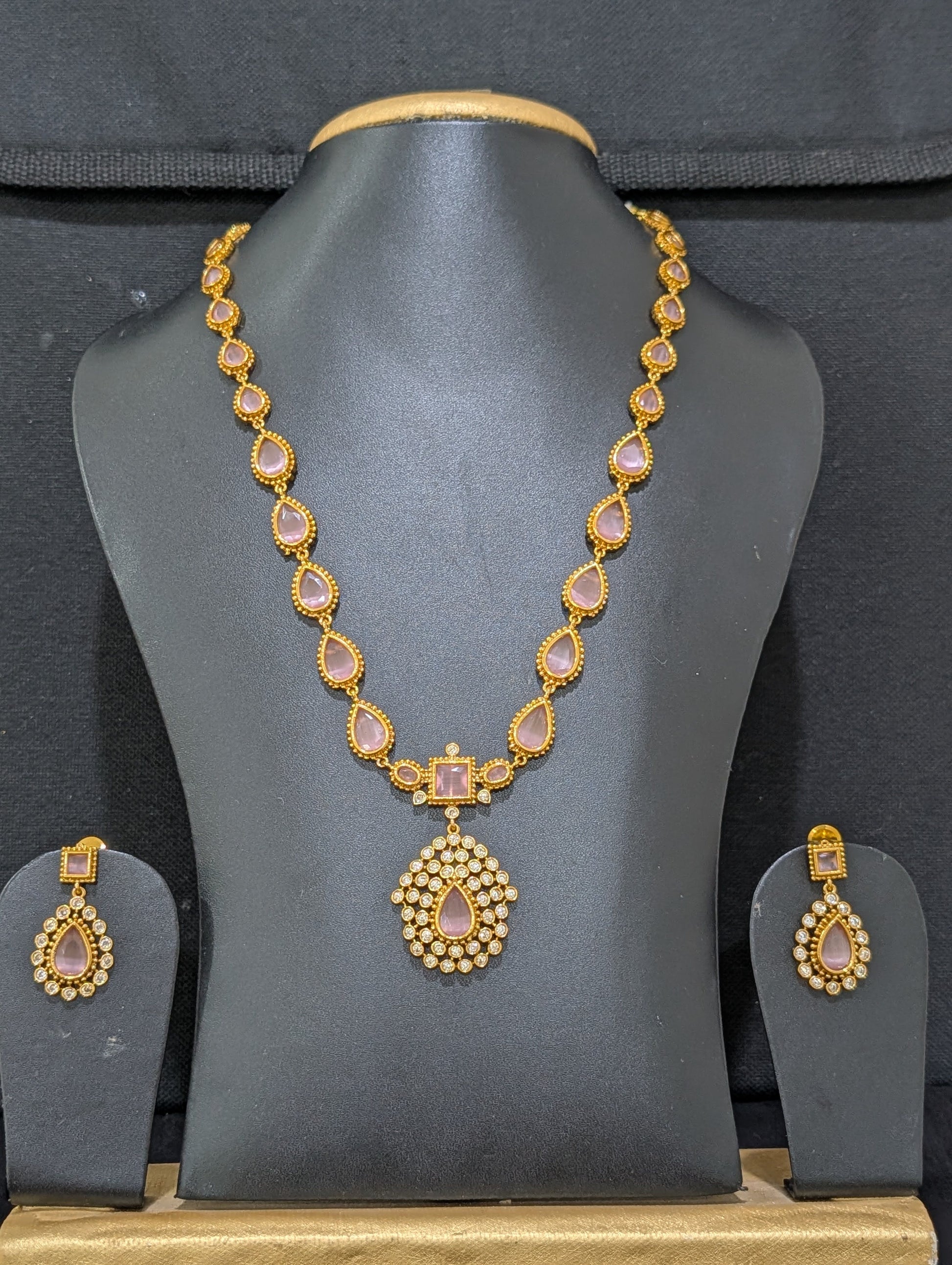 Actress Jothika inspired CZ Long chain Necklace set - Simpliful