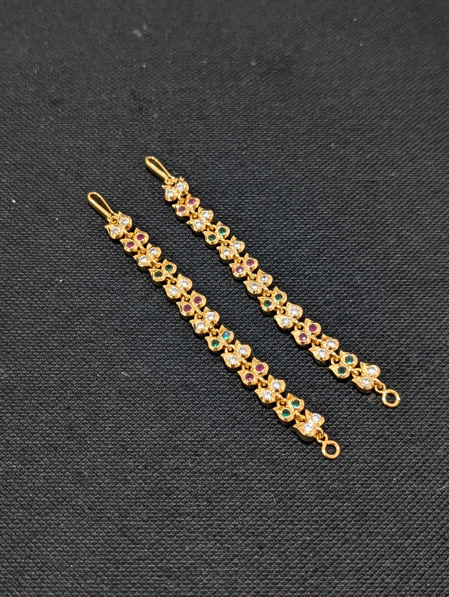 One gram gold plated CZ stone Mango earrings chain / Maatal - Simpliful