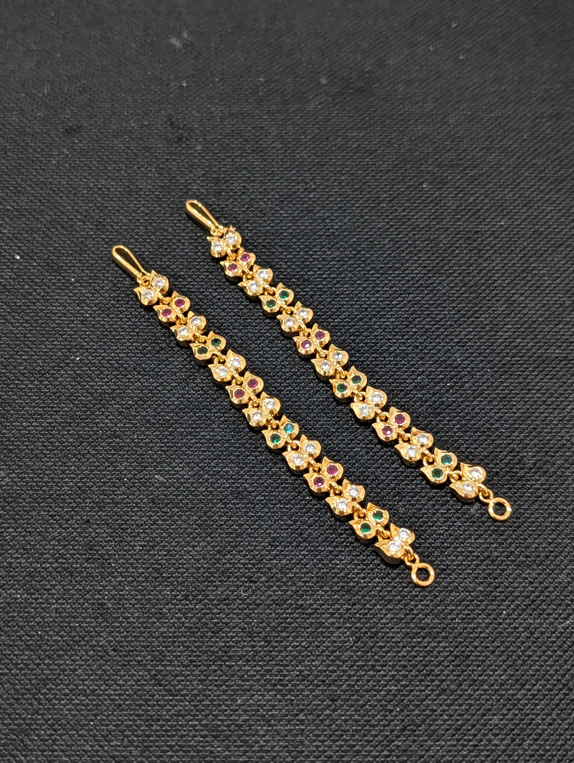 One gram gold plated CZ stone Mango earrings chain / Maatal - Simpliful