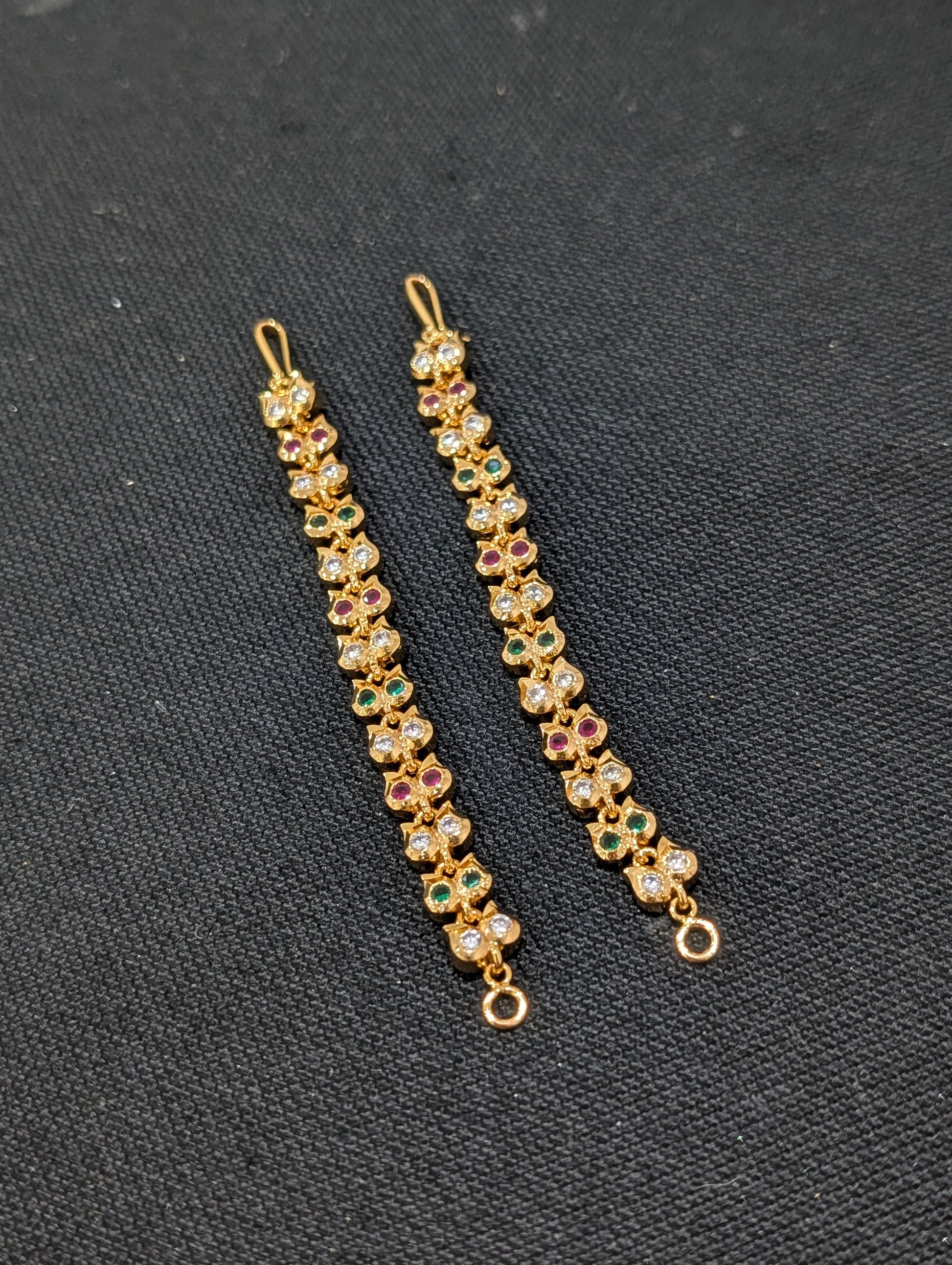 One gram gold plated CZ stone Mango earrings chain / Maatal - Simpliful