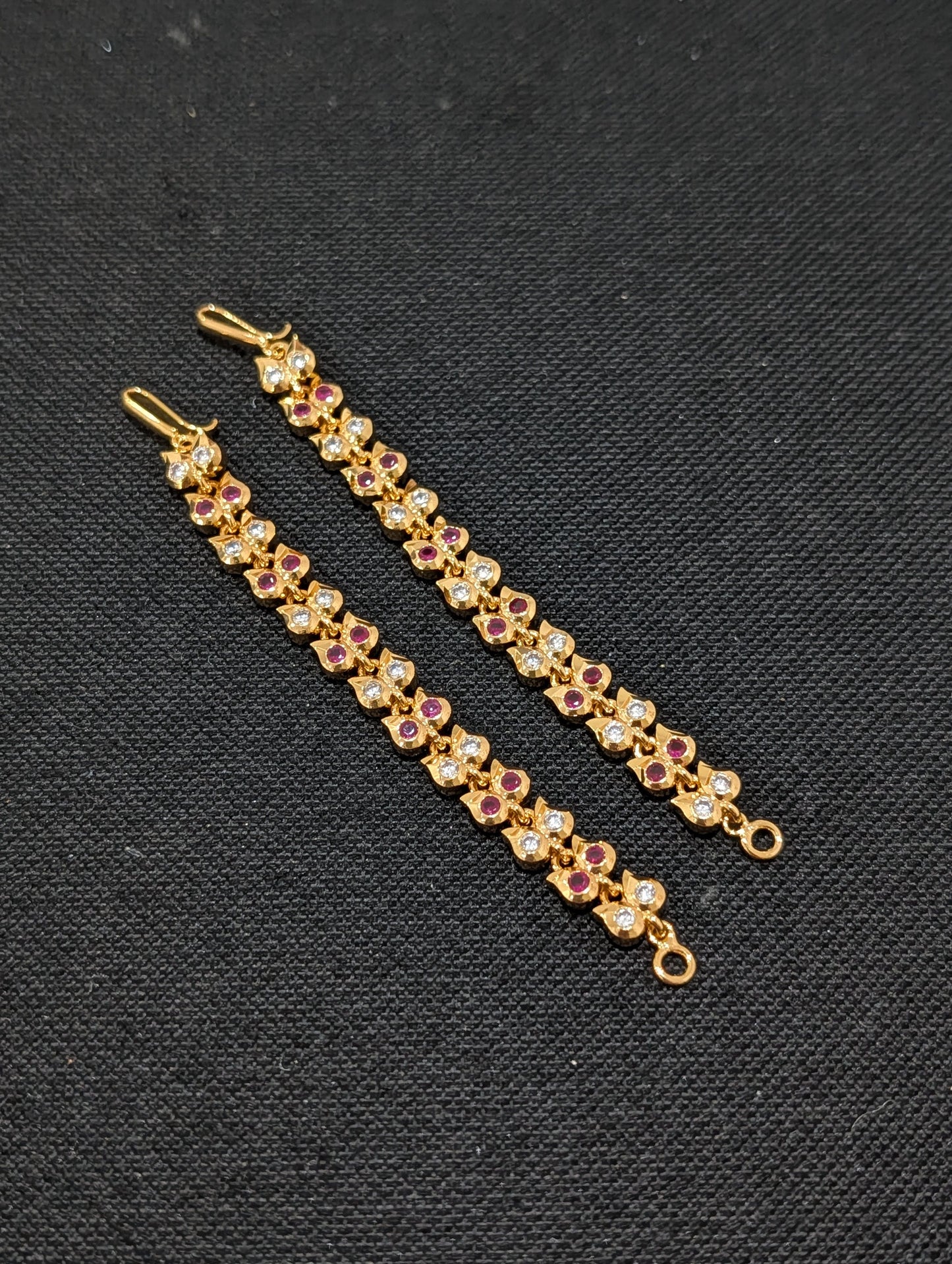 One gram gold plated CZ stone Mango earrings chain / Maatal - Simpliful