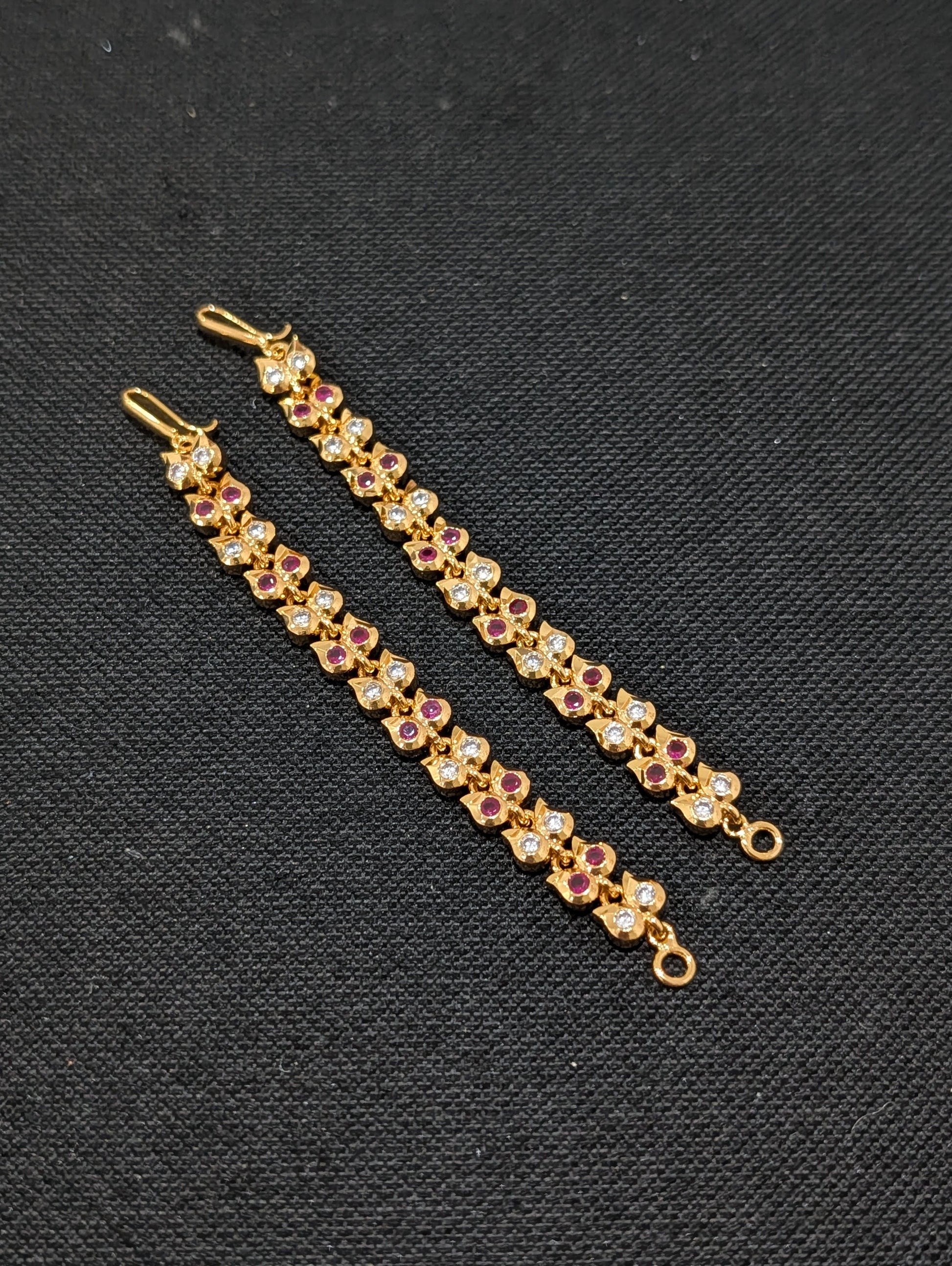 One gram gold plated CZ stone Mango earrings chain / Maatal - Simpliful