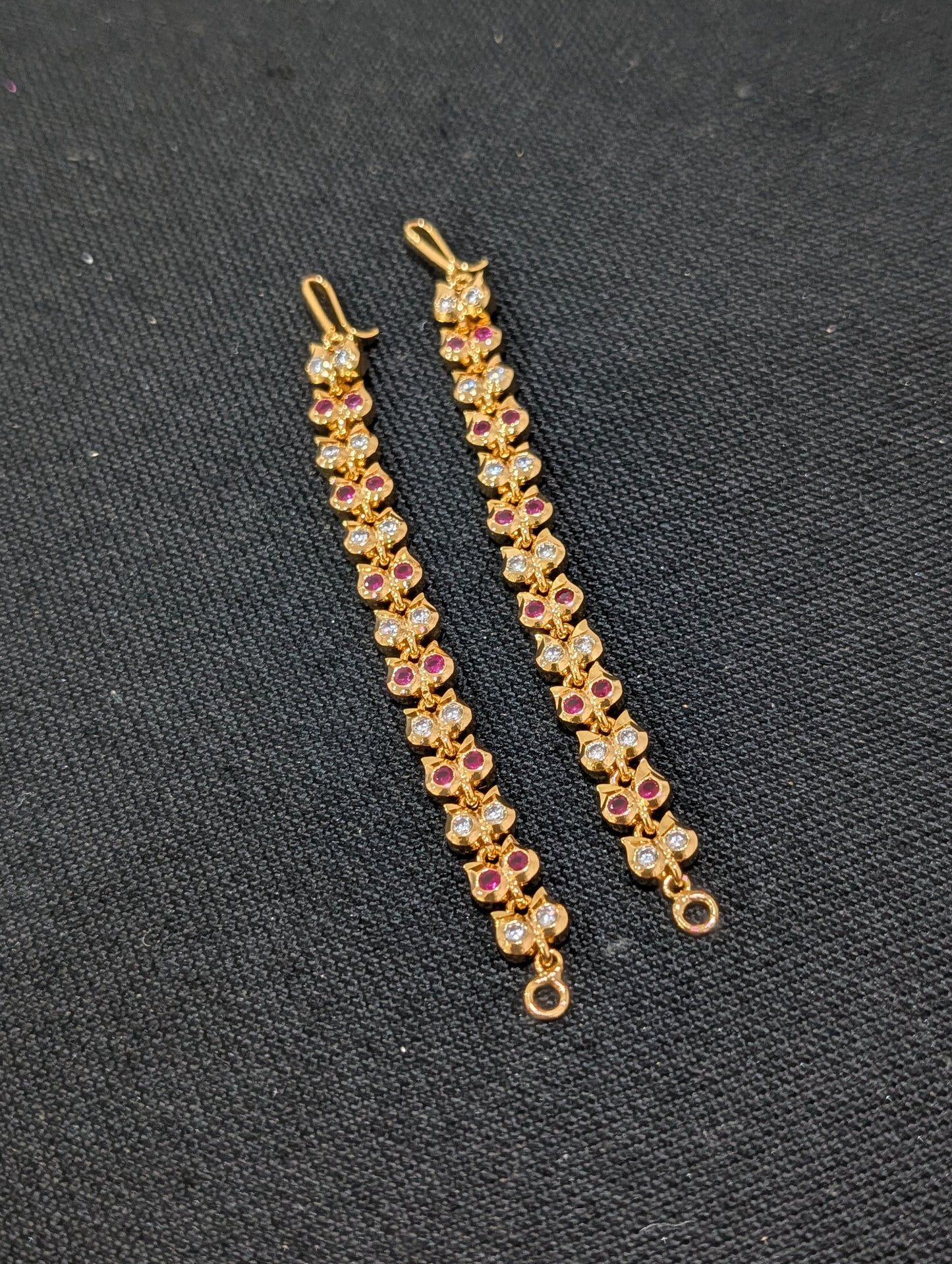 One gram gold plated CZ stone Mango earrings chain / Maatal - Simpliful