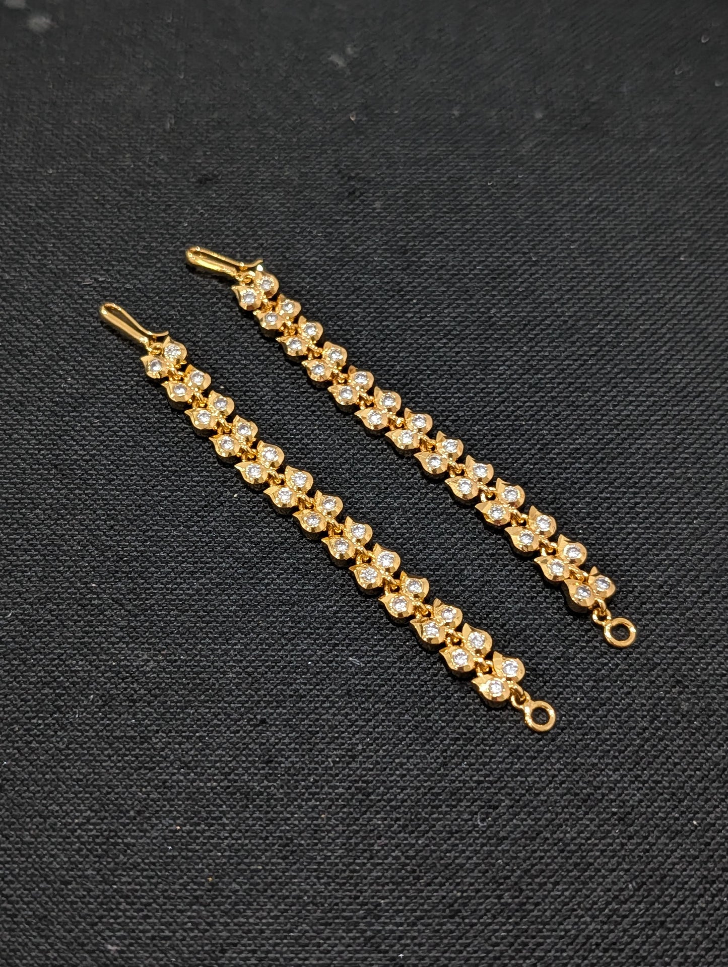 One gram gold plated CZ stone Mango earrings chain / Maatal - Simpliful