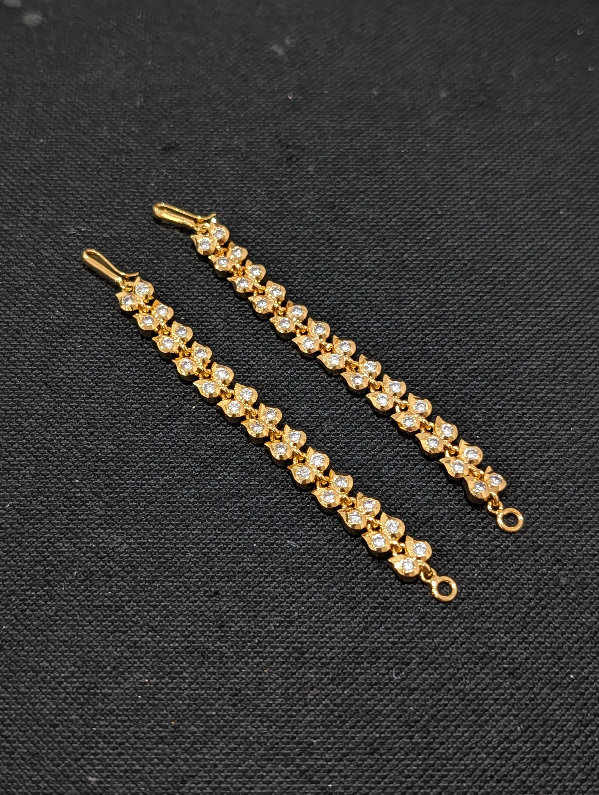 One gram gold plated CZ stone Mango earrings chain / Maatal - Simpliful