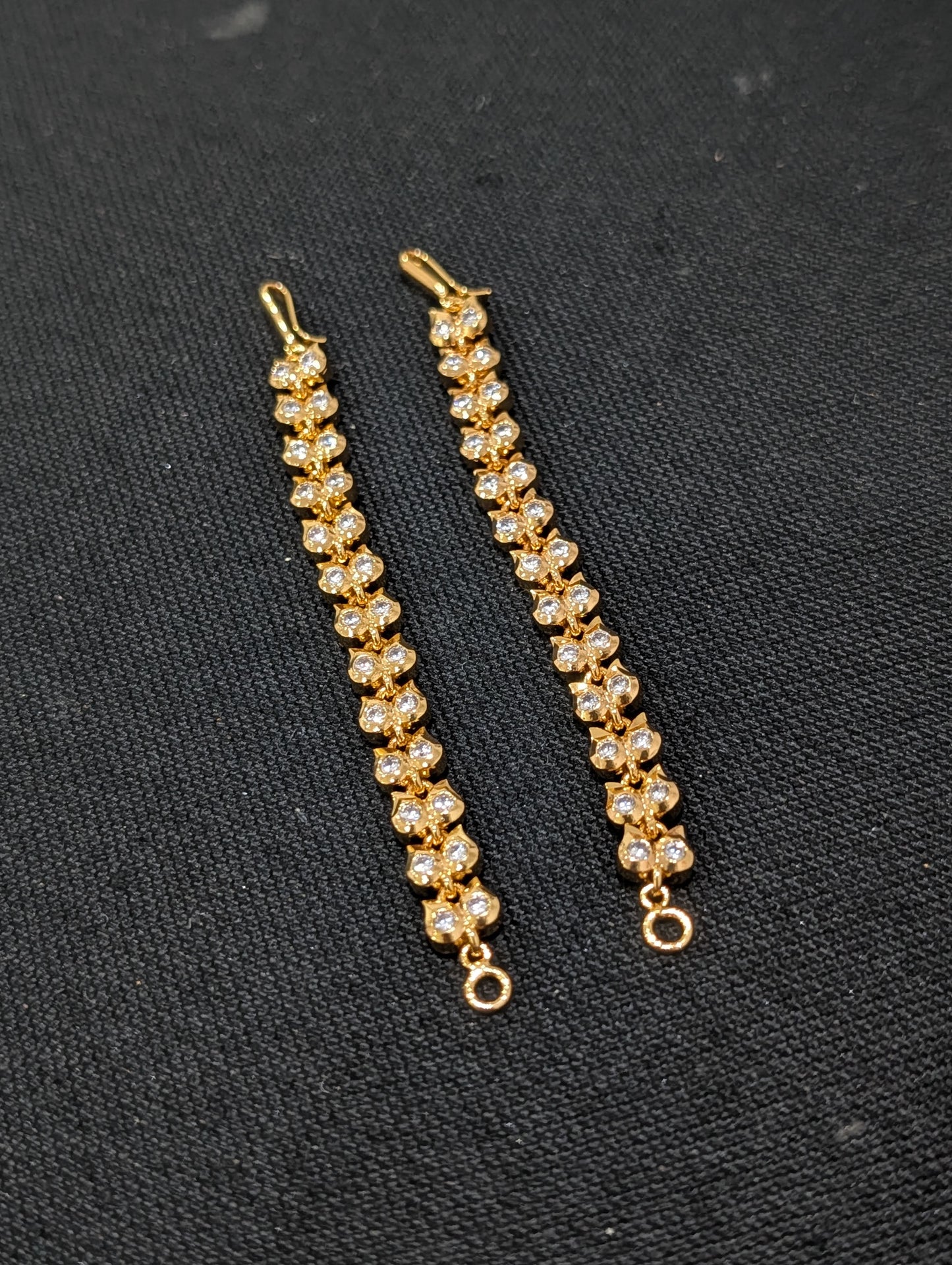 One gram gold plated CZ stone Mango earrings chain / Maatal - Simpliful