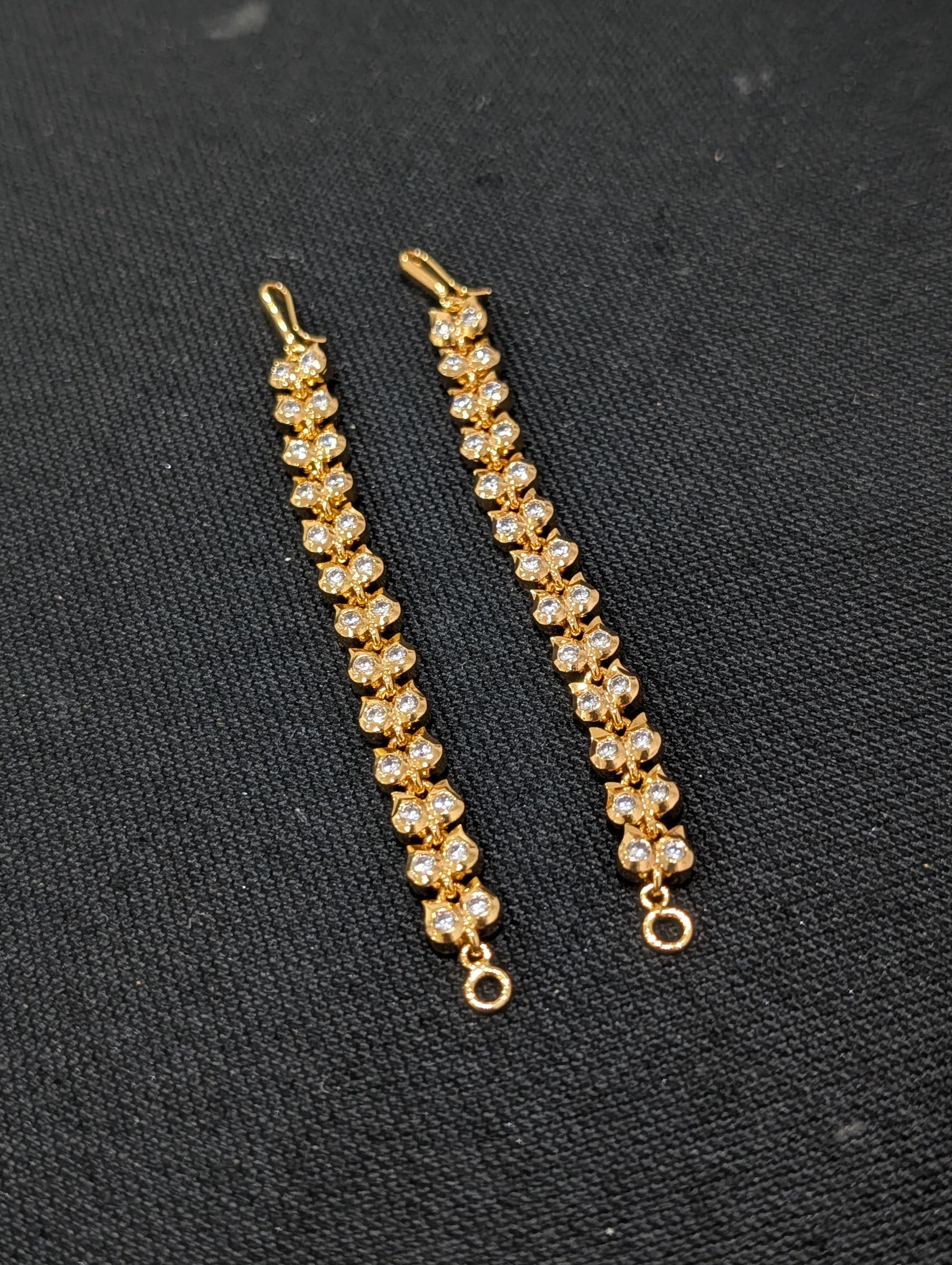 One gram gold plated CZ stone Mango earrings chain / Maatal - Simpliful