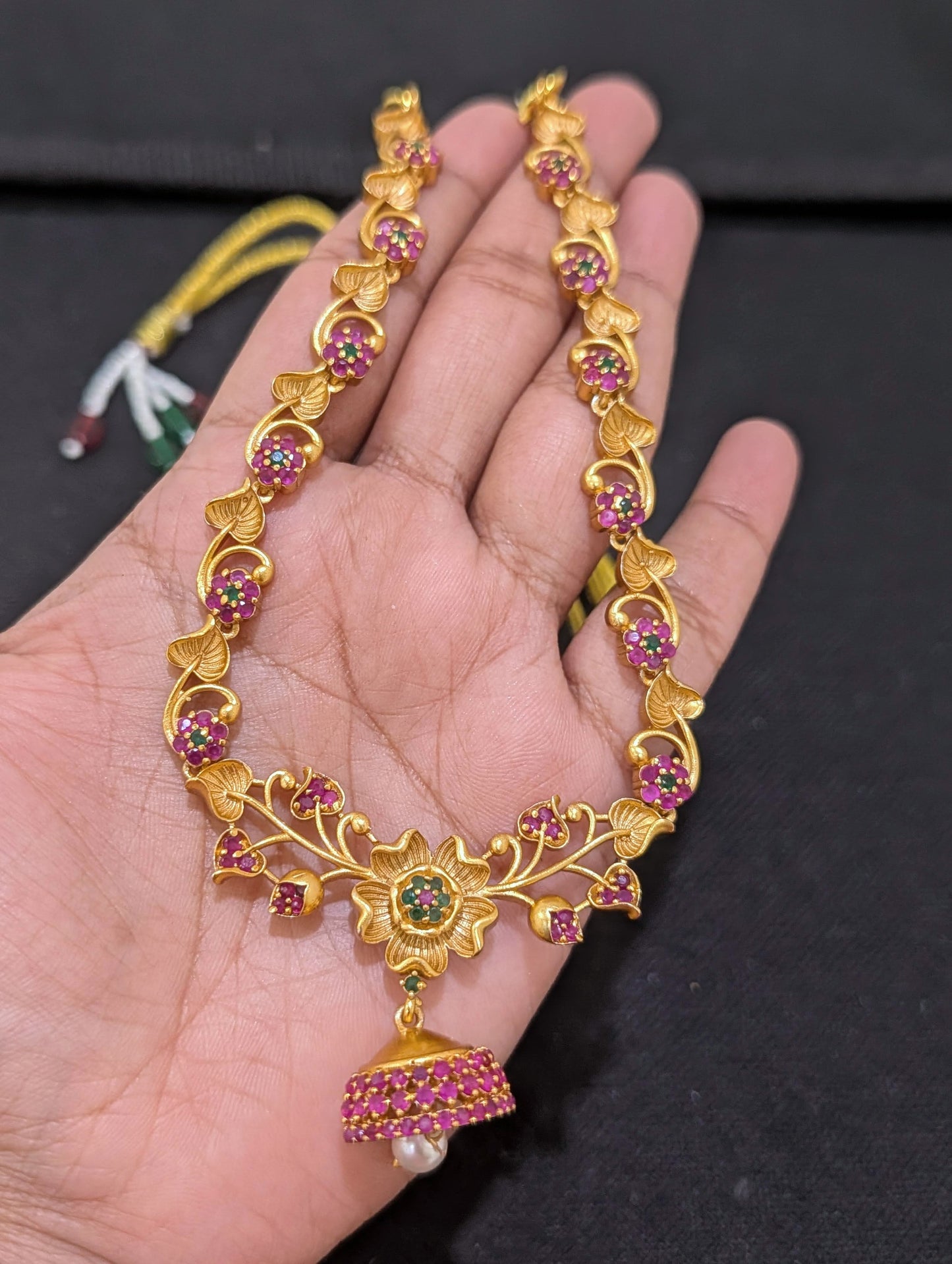 Antique Flower design CZ Choker Stud set - Simpliful