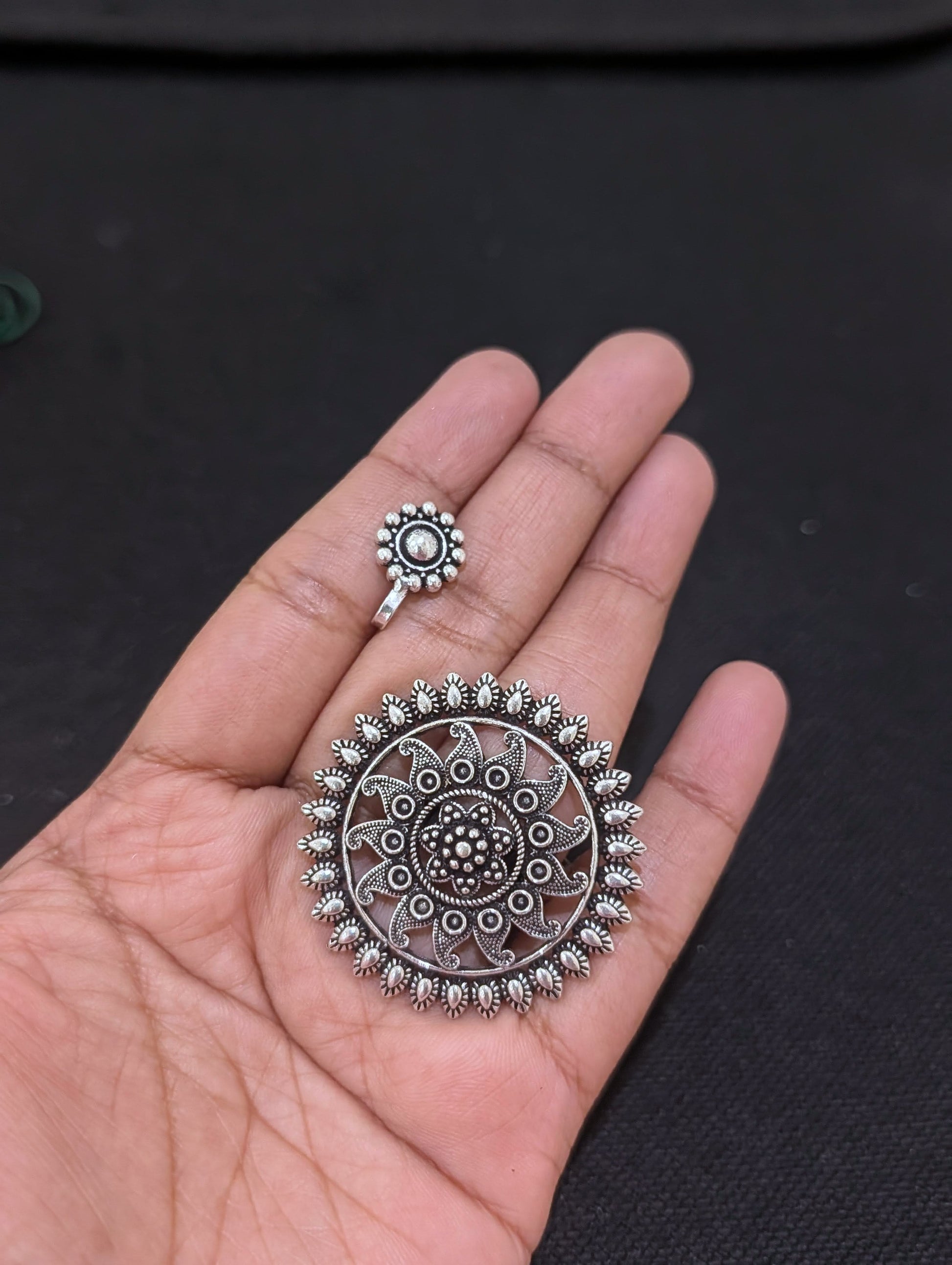 Oxidized Silver Statement Choker Combo set - Simpliful