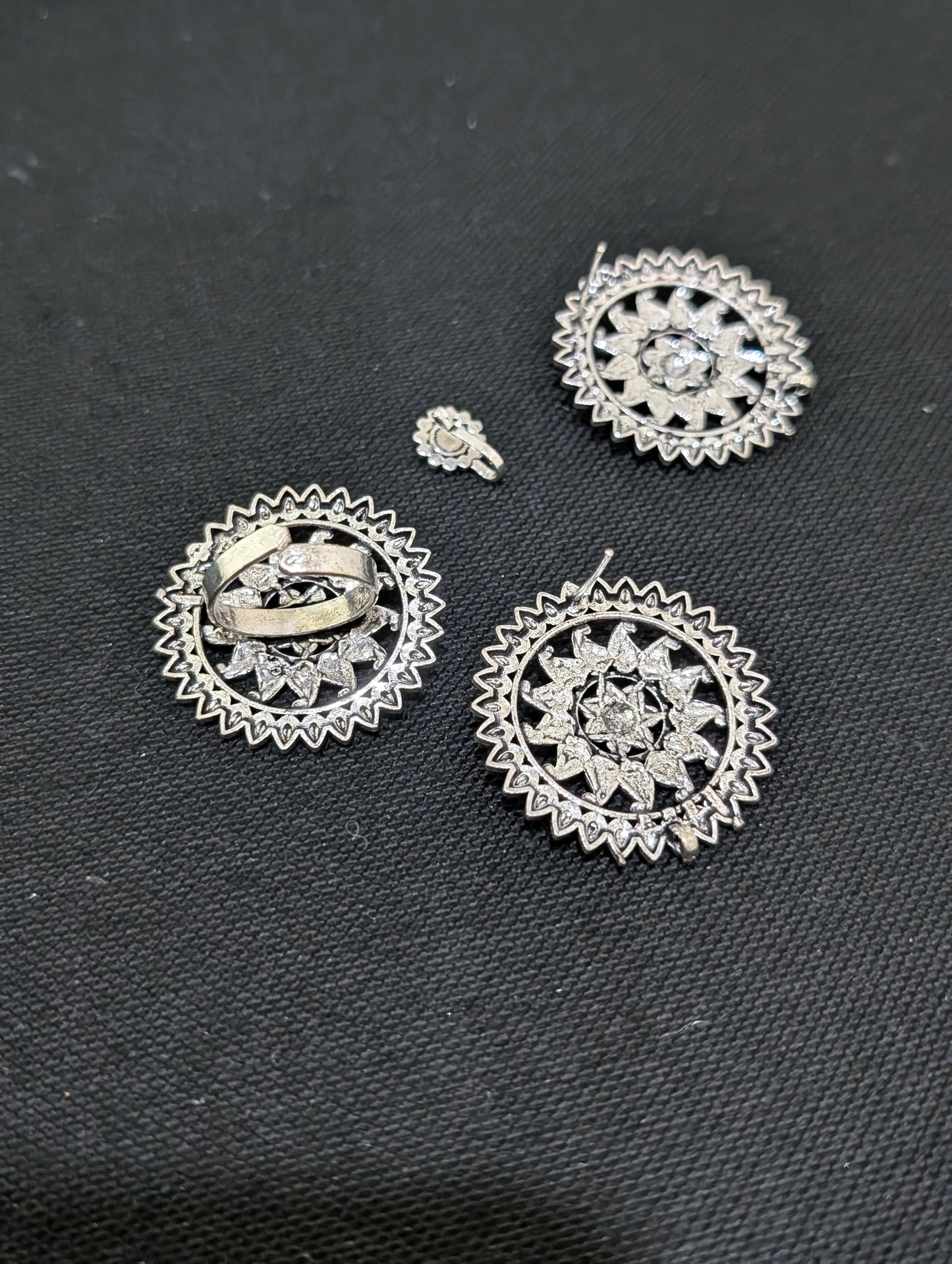 Oxidized Silver Statement Choker Combo set - Simpliful