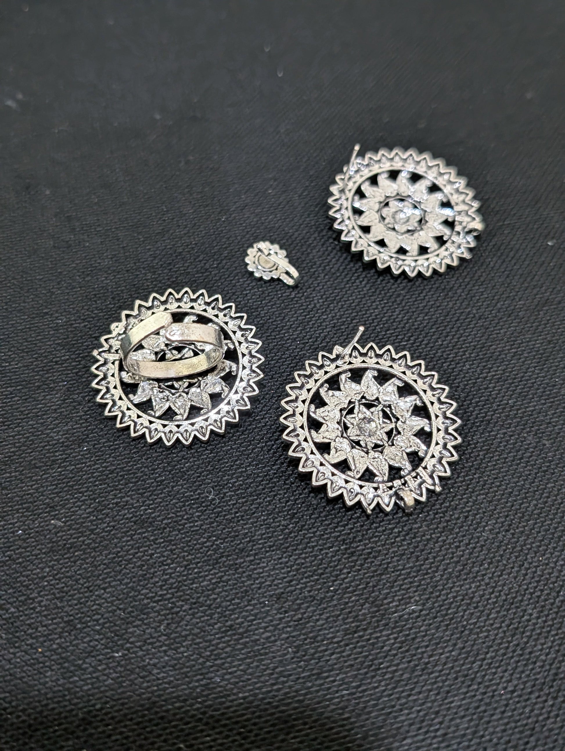 Oxidized Silver Statement Choker Combo set - Simpliful