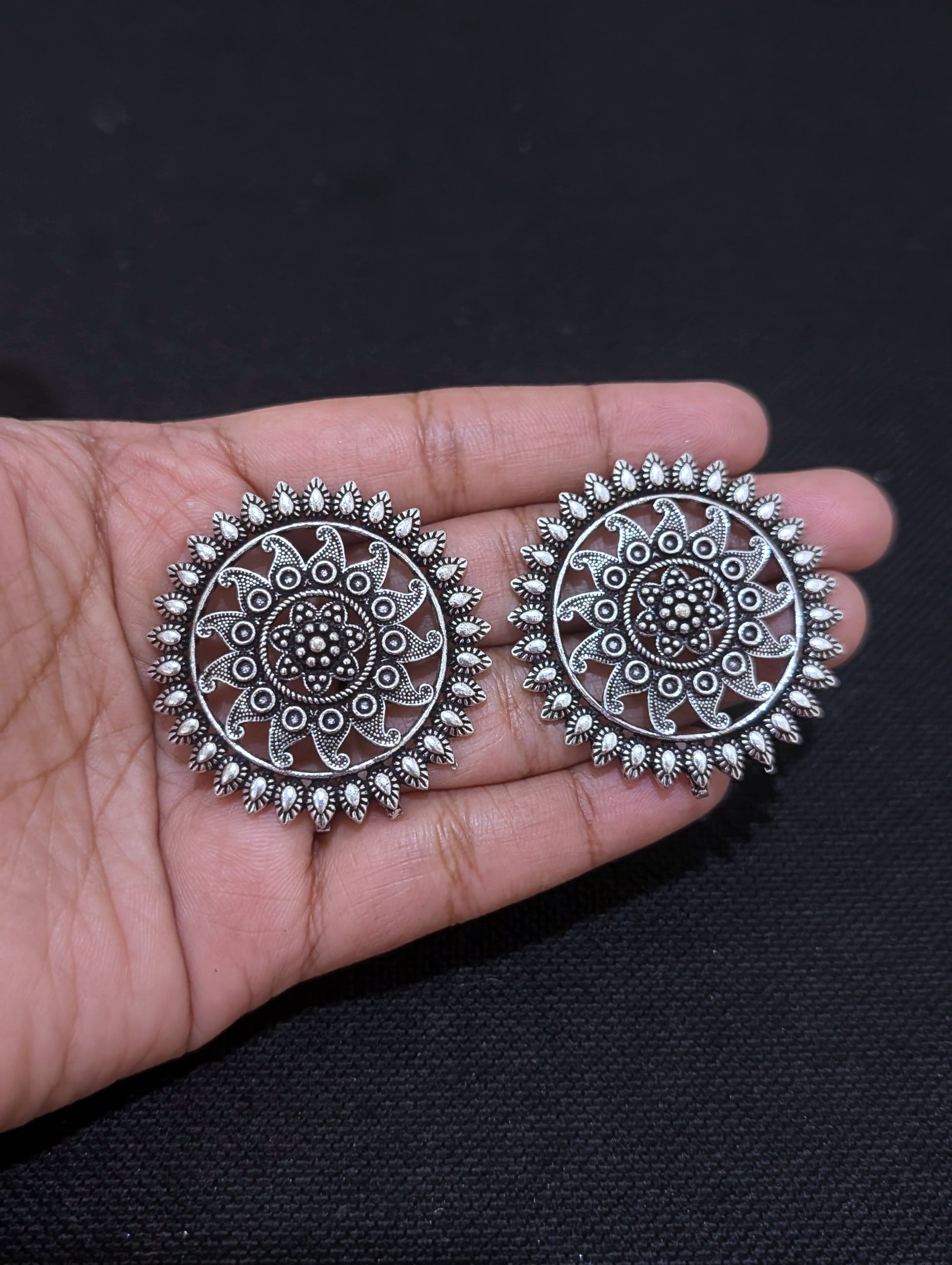 Oxidized Silver Statement Choker Combo set - Simpliful