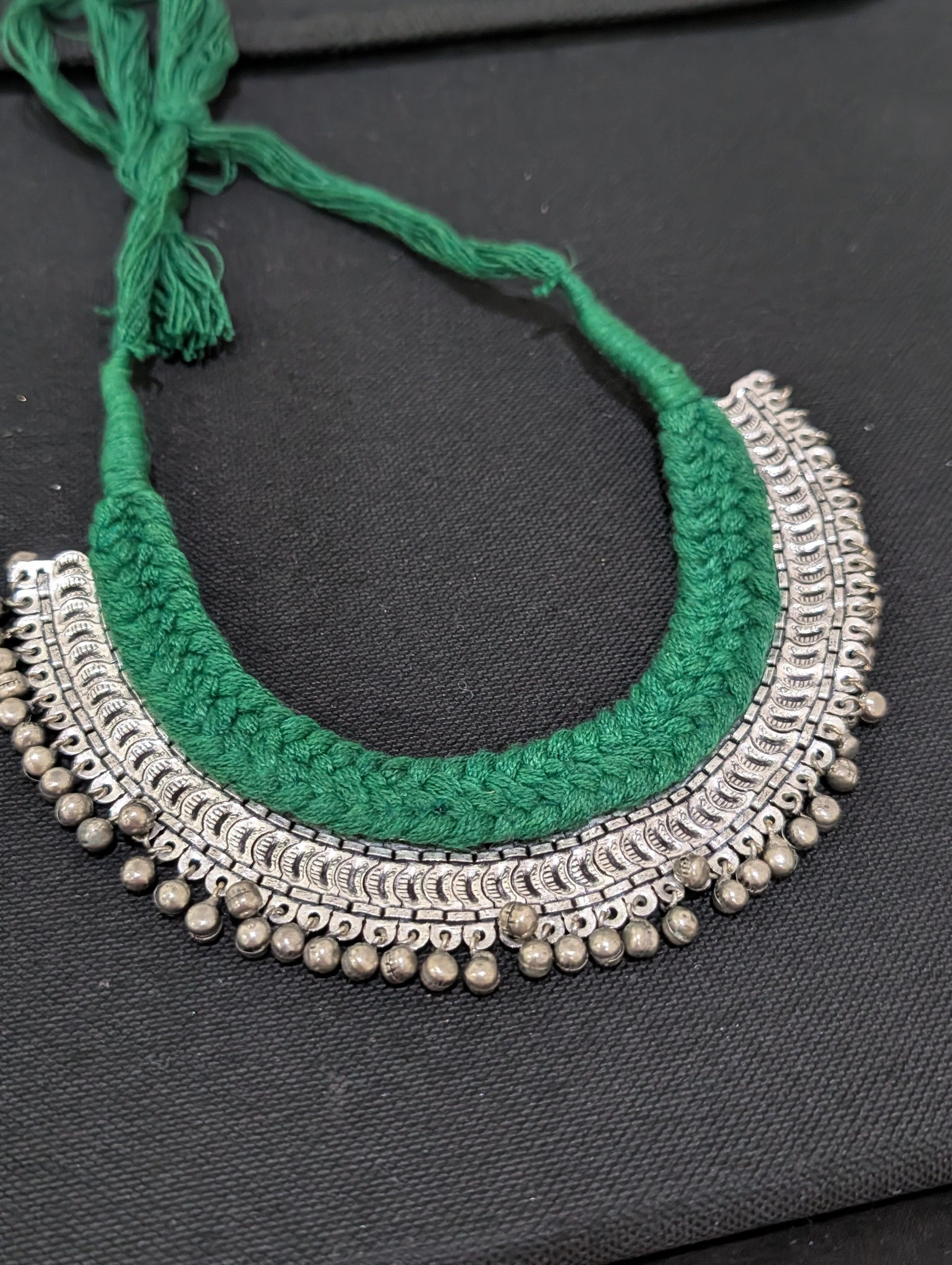 Oxidized Silver Statement Choker Combo set - Simpliful