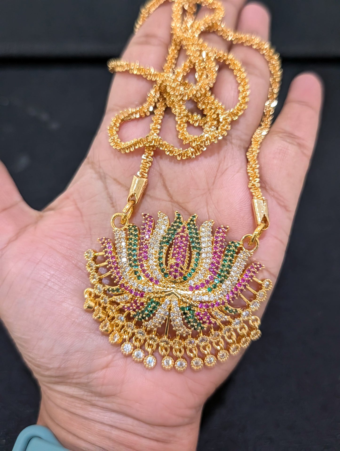 Micro Gold plated Lotus Thick Long Necklace - Simpliful