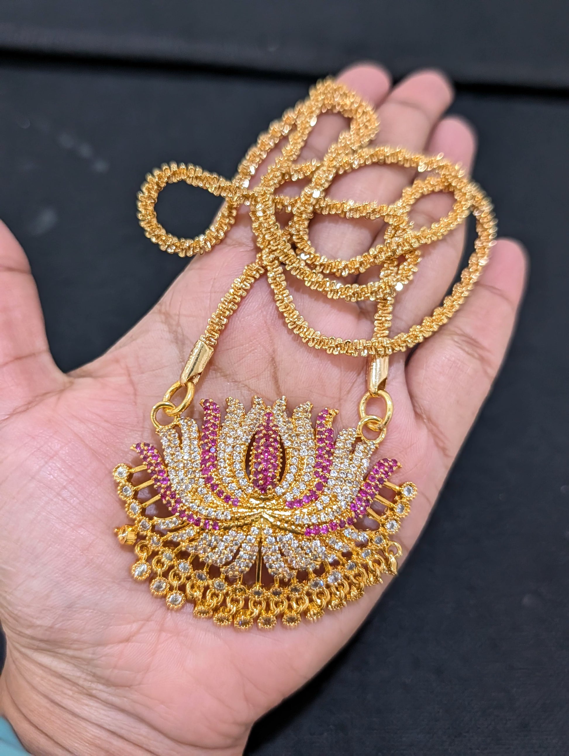 Micro Gold plated Lotus Thick Long Necklace - Simpliful
