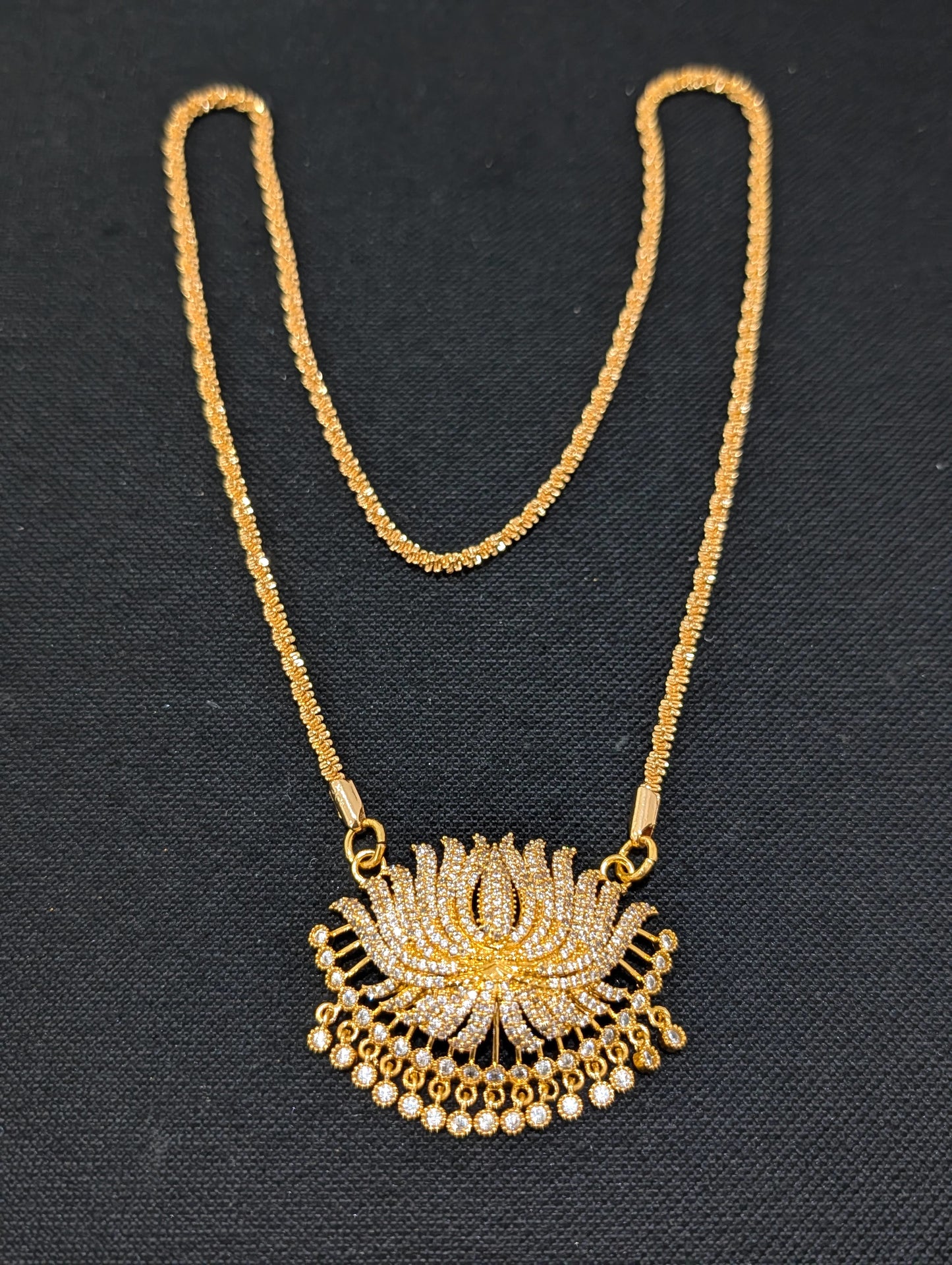 Micro Gold plated Lotus Thick Long Necklace - Simpliful