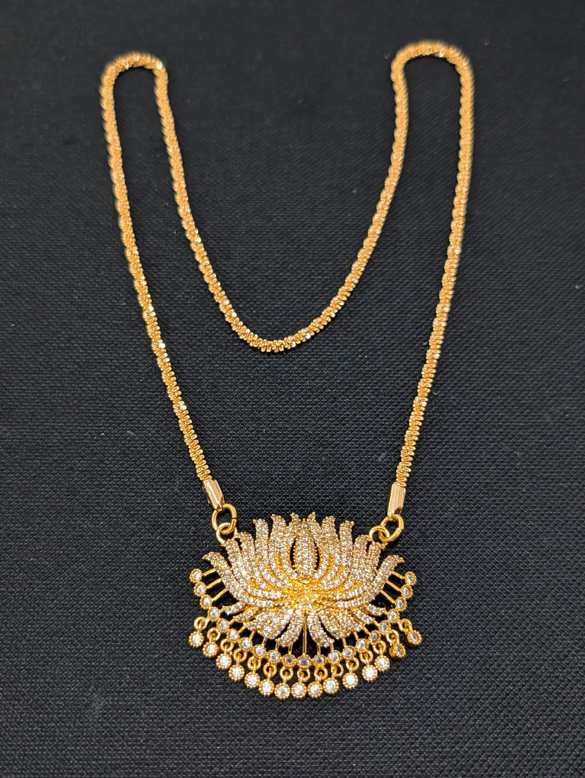 Micro Gold plated Lotus Thick Long Necklace - Simpliful
