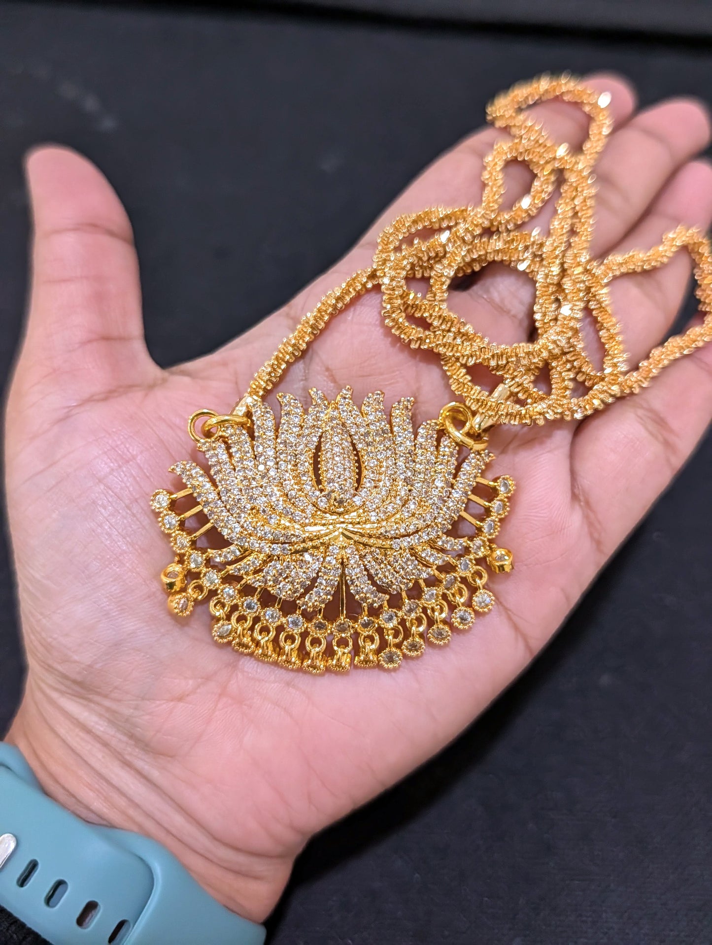 Micro Gold plated Lotus Thick Long Necklace - Simpliful
