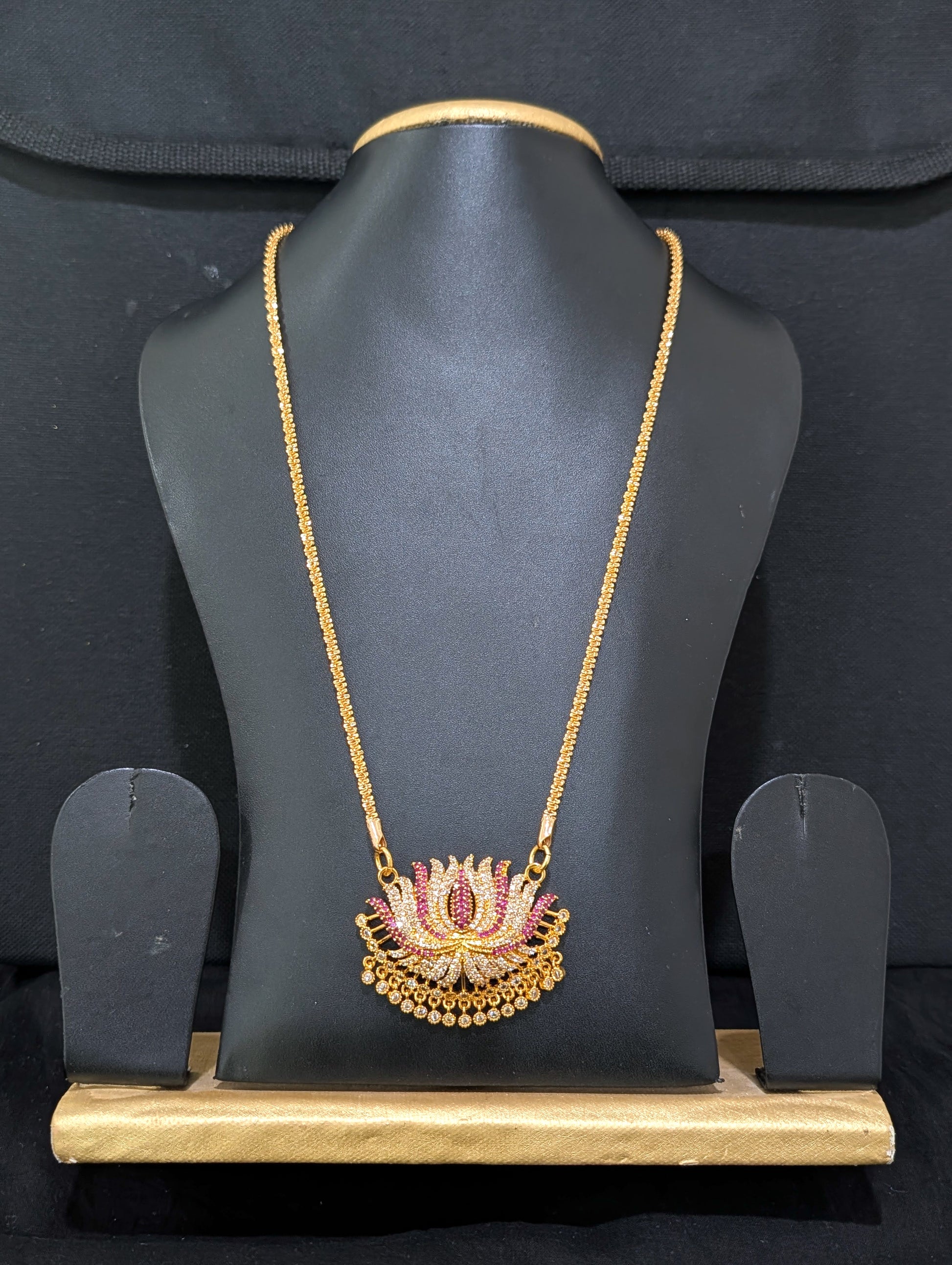 Micro Gold plated Lotus Thick Long Necklace - Simpliful